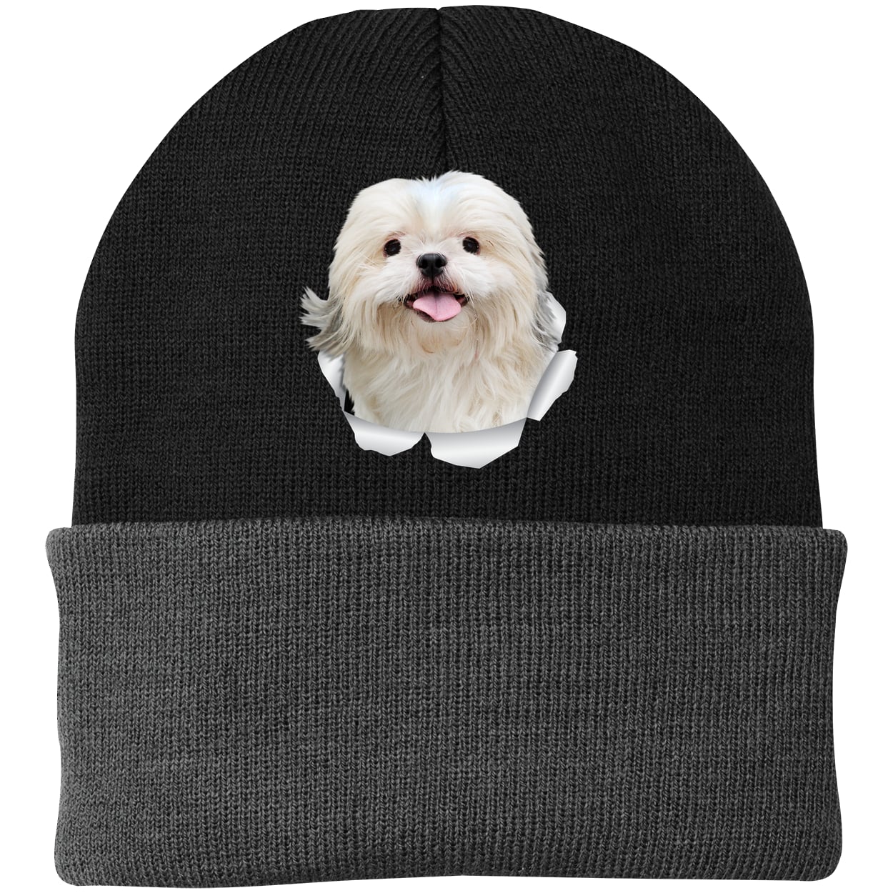 CP90 Port & Company Knit Beanie - Black/Gray