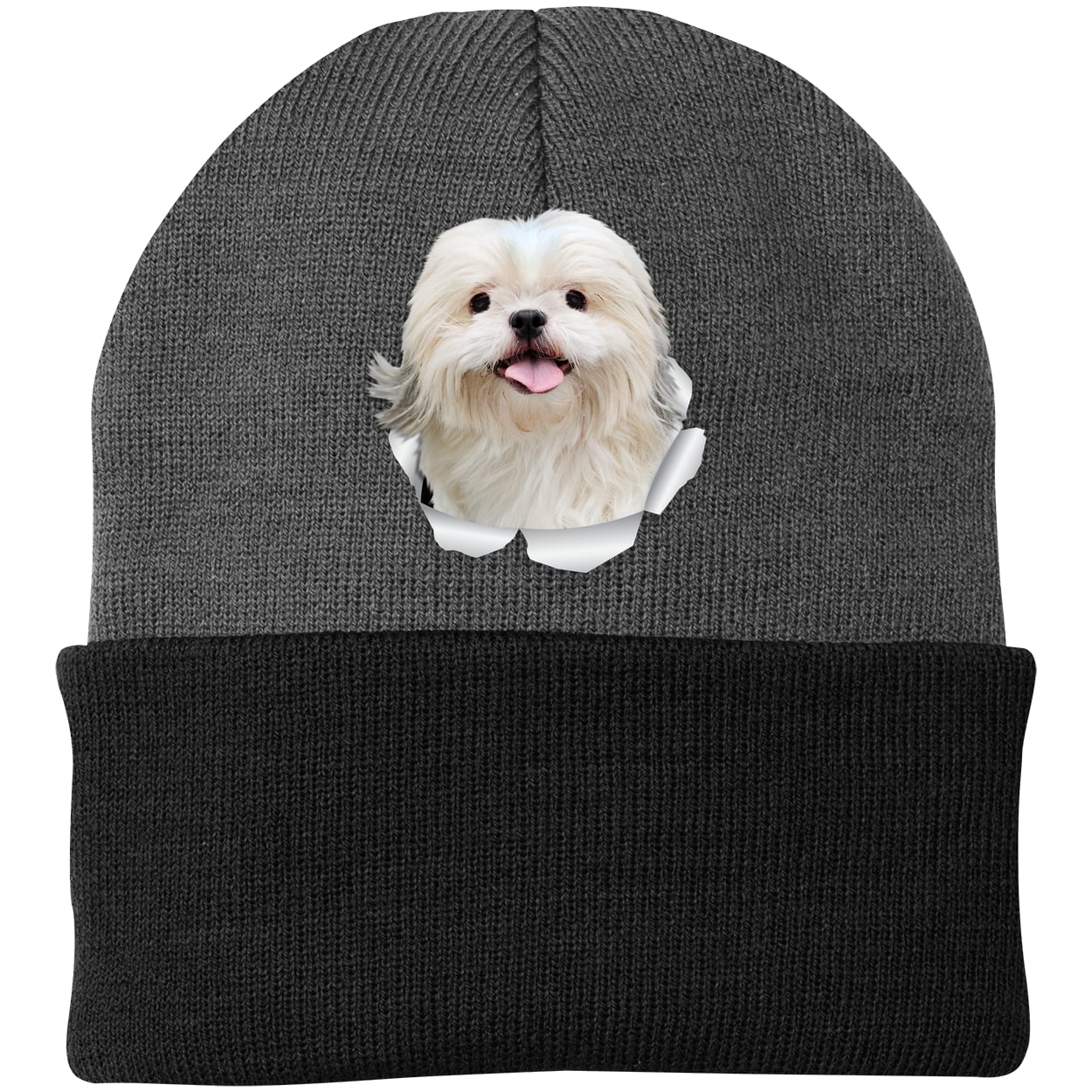 CP90 Port & Company Knit Beanie - Athletic Oxford/Black