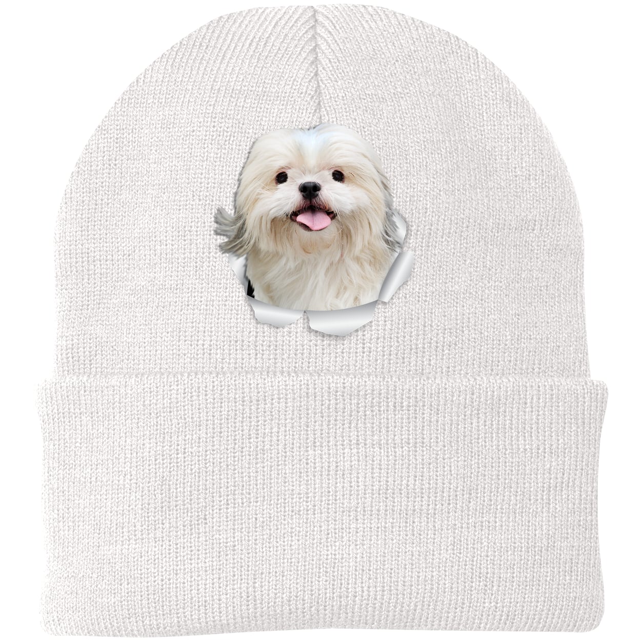 CP90 Port & Company Knit Beanie - White