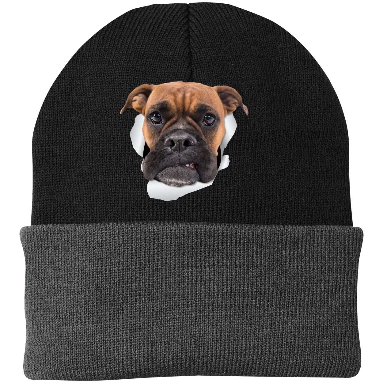 CP90 Port & Company Knit Beanie - Black/Gray