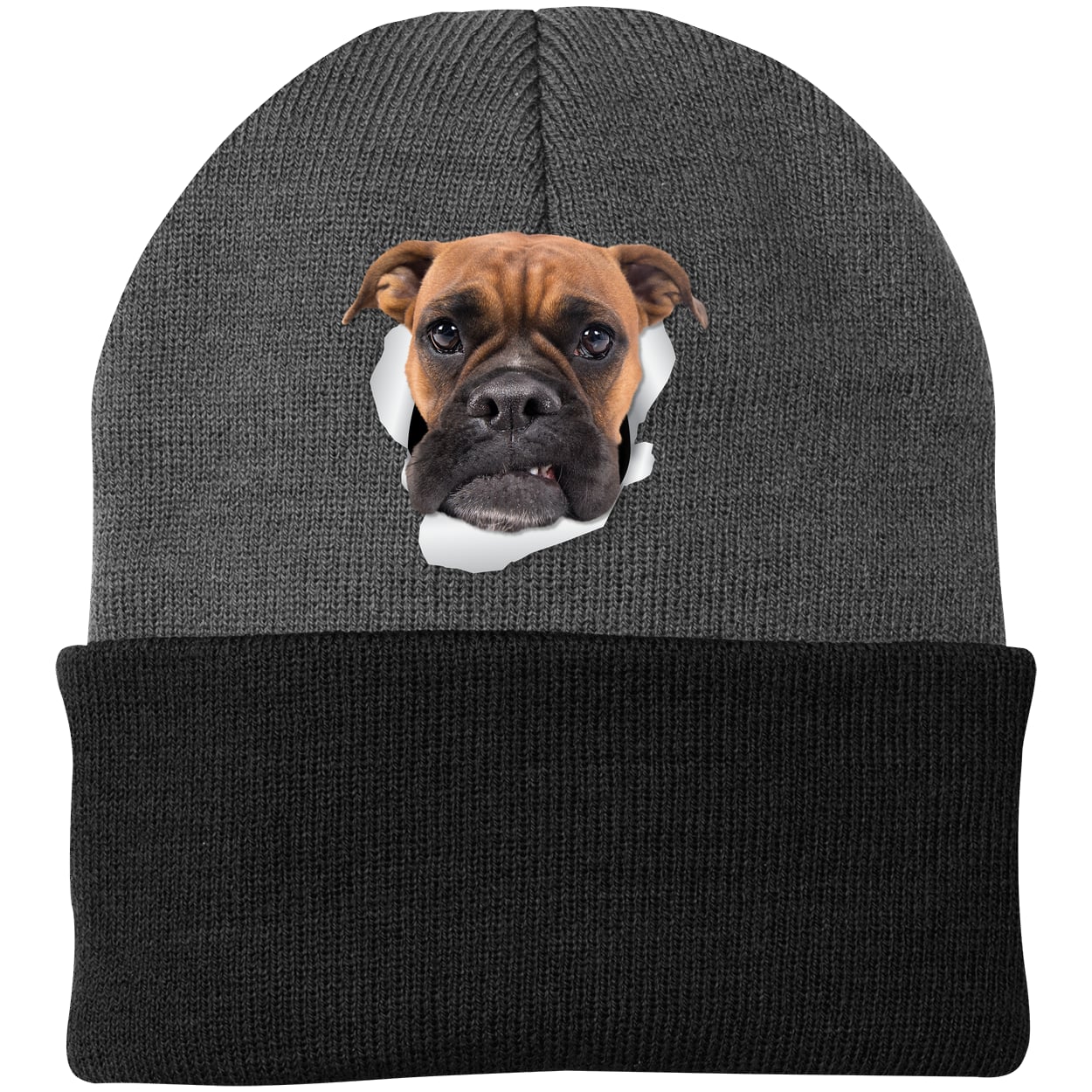 CP90 Port & Company Knit Beanie - Athletic Oxford/Black
