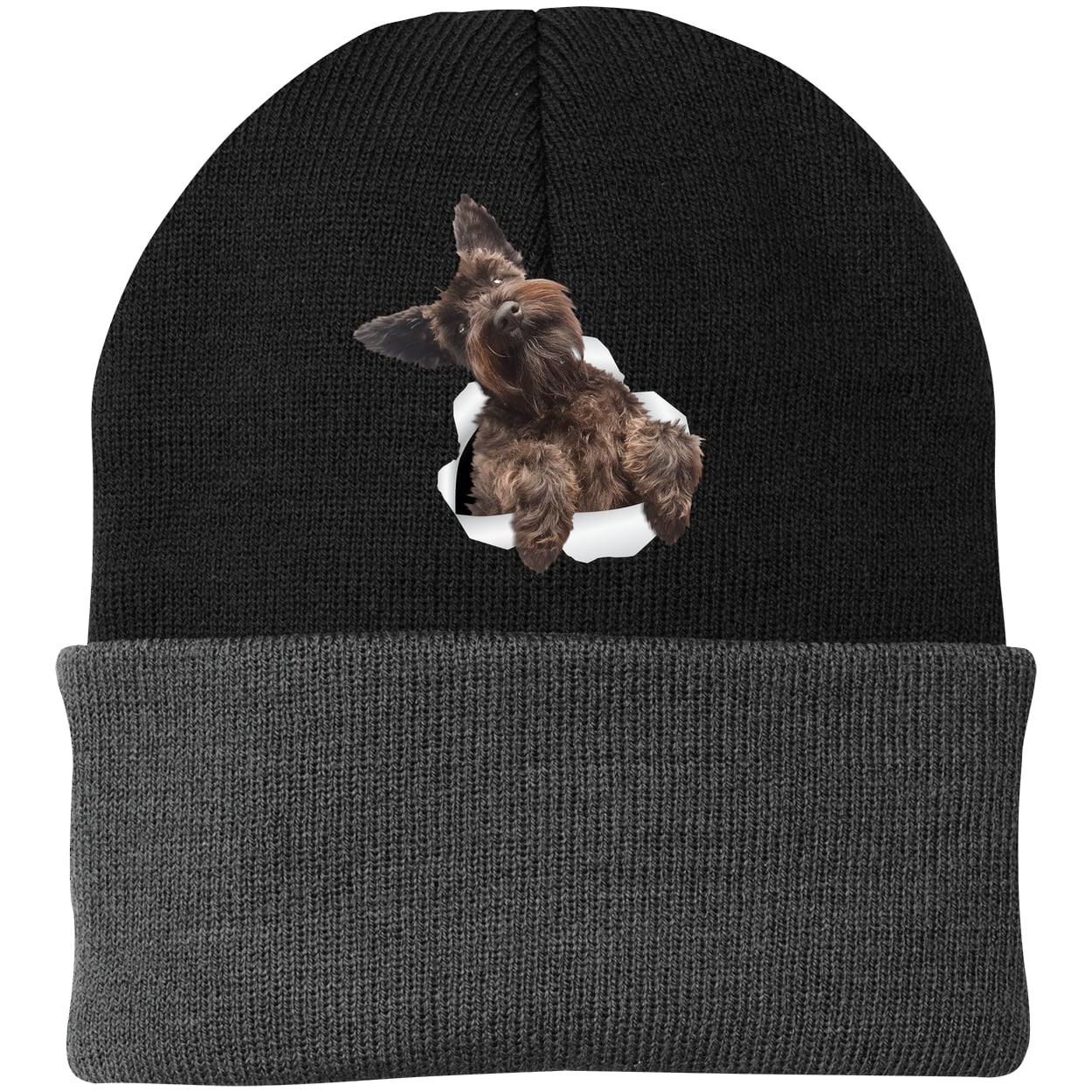CP90 Port & Company Knit Beanie - Black/Gray