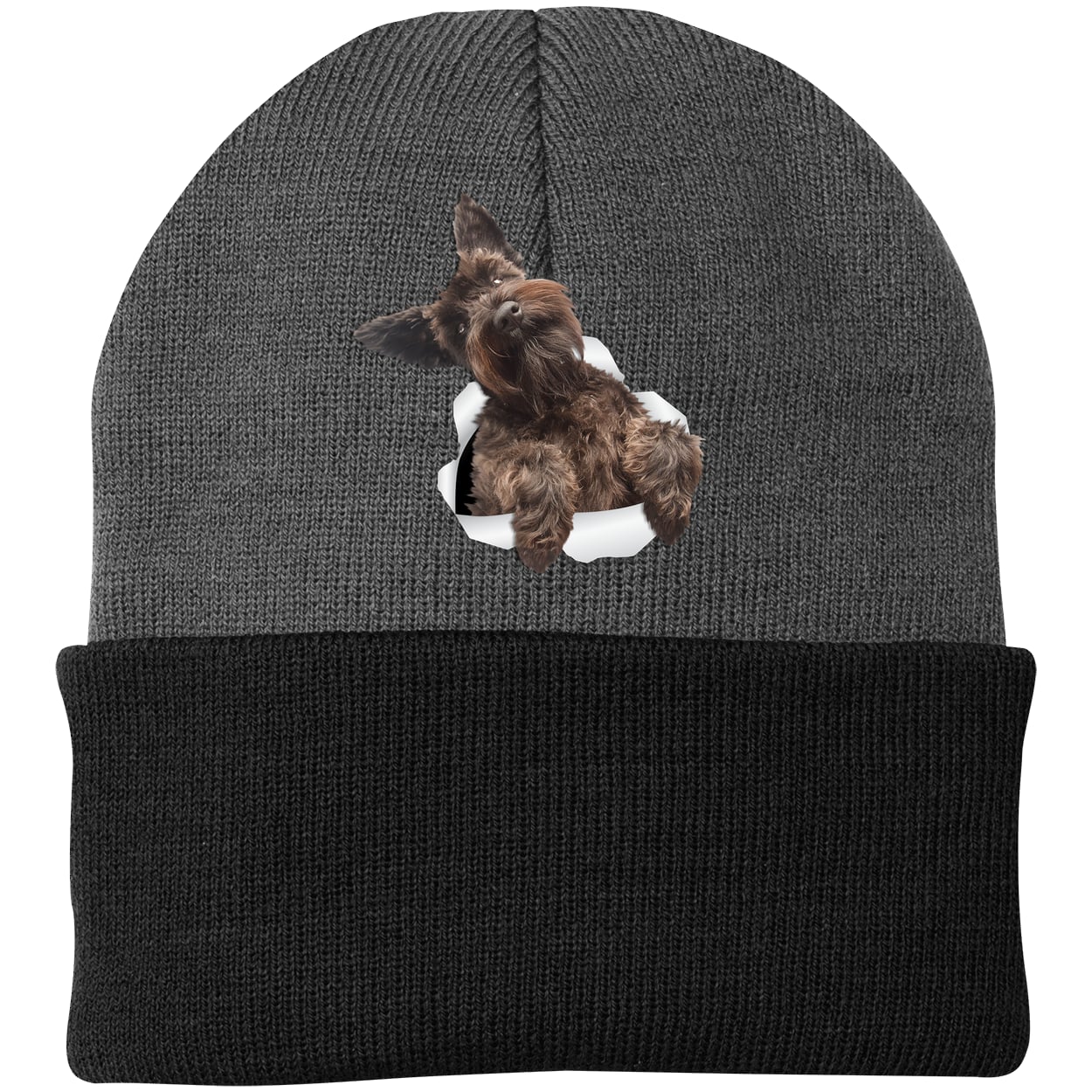 CP90 Port & Company Knit Beanie - Athletic Oxford/Black