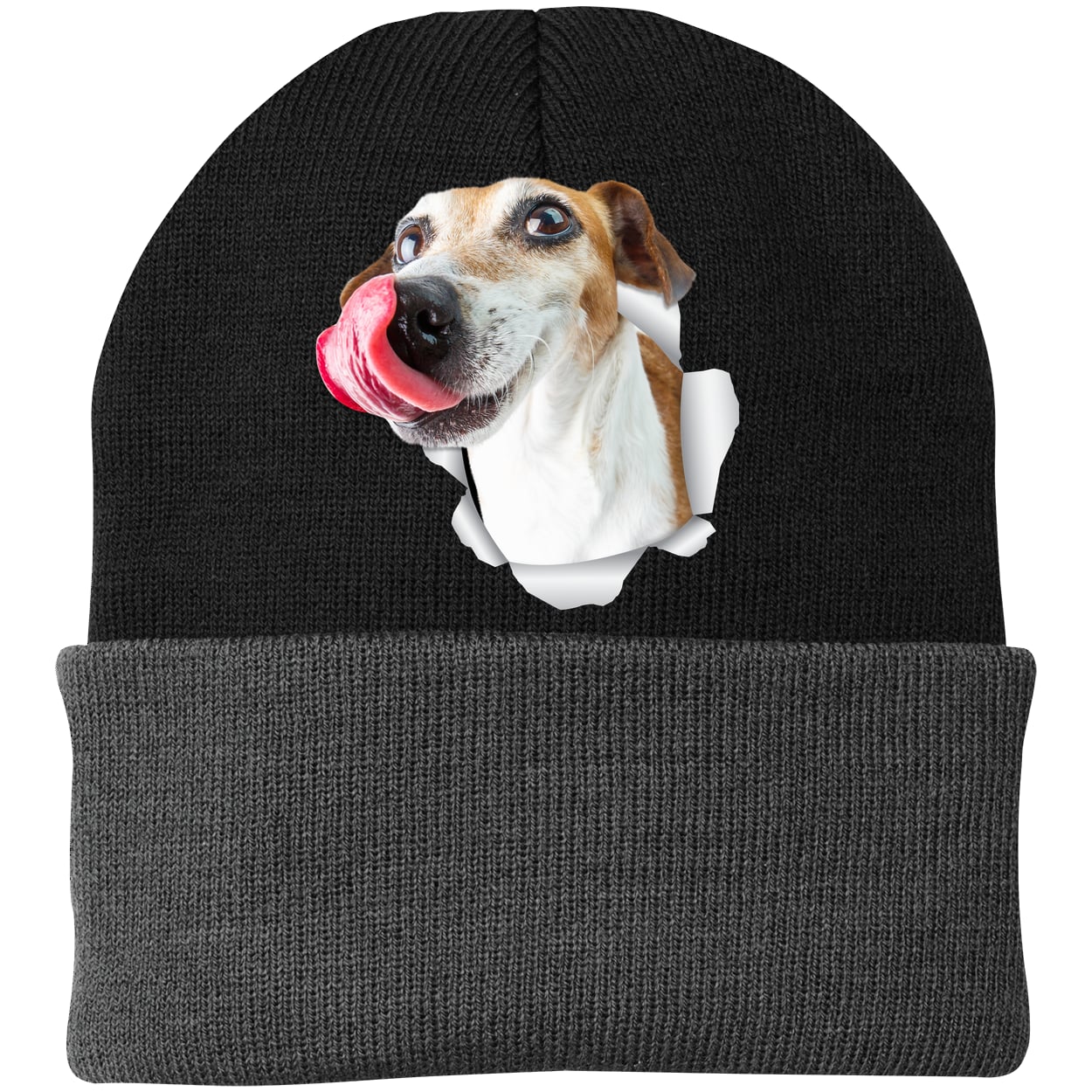 CP90 Port & Company Knit Beanie - Black/Gray