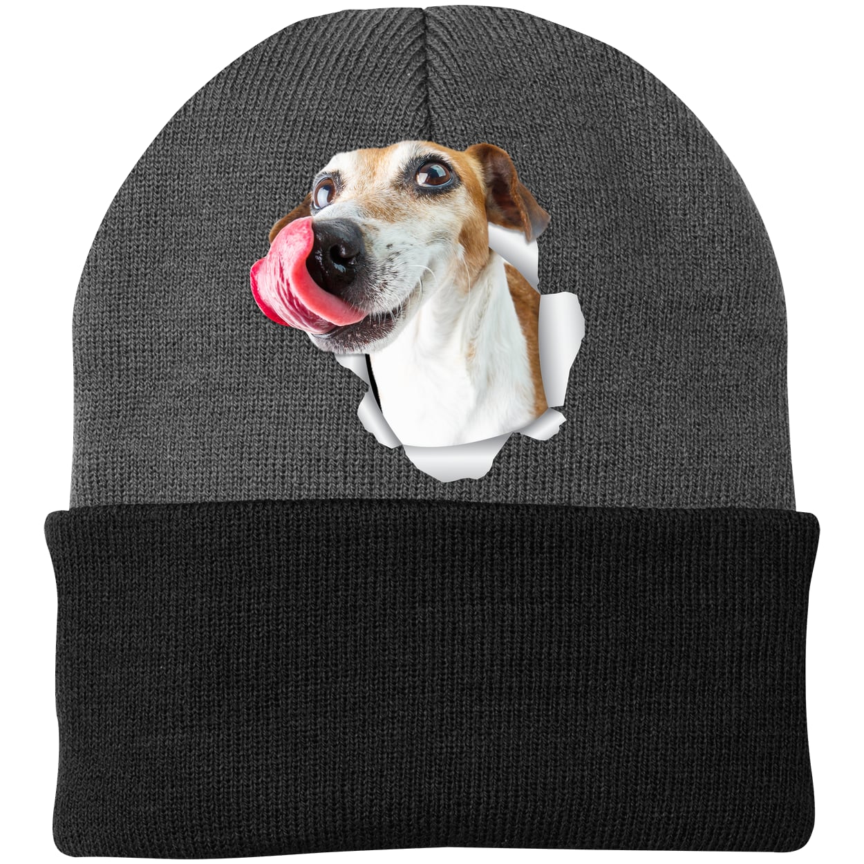 CP90 Port & Company Knit Beanie - Athletic Oxford/Black