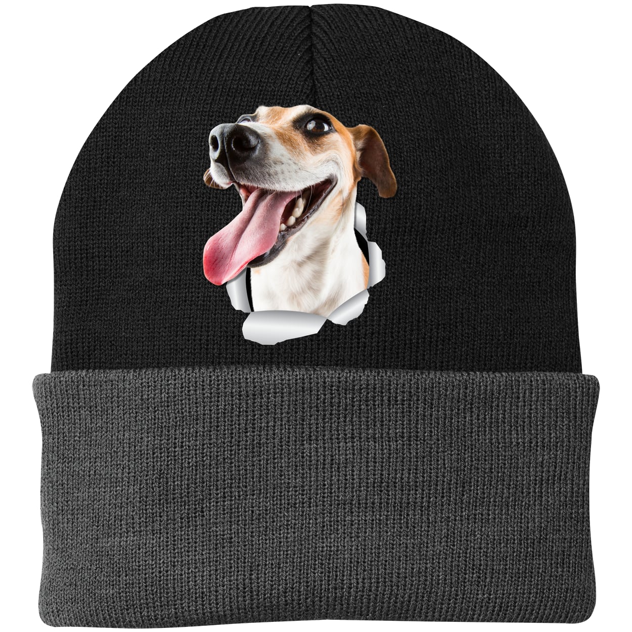 CP90 Port & Company Knit Beanie - Black/Gray