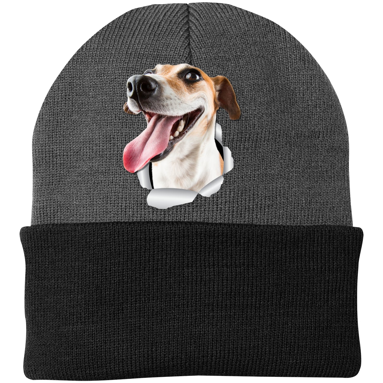 CP90 Port & Company Knit Beanie - Athletic Oxford/Black