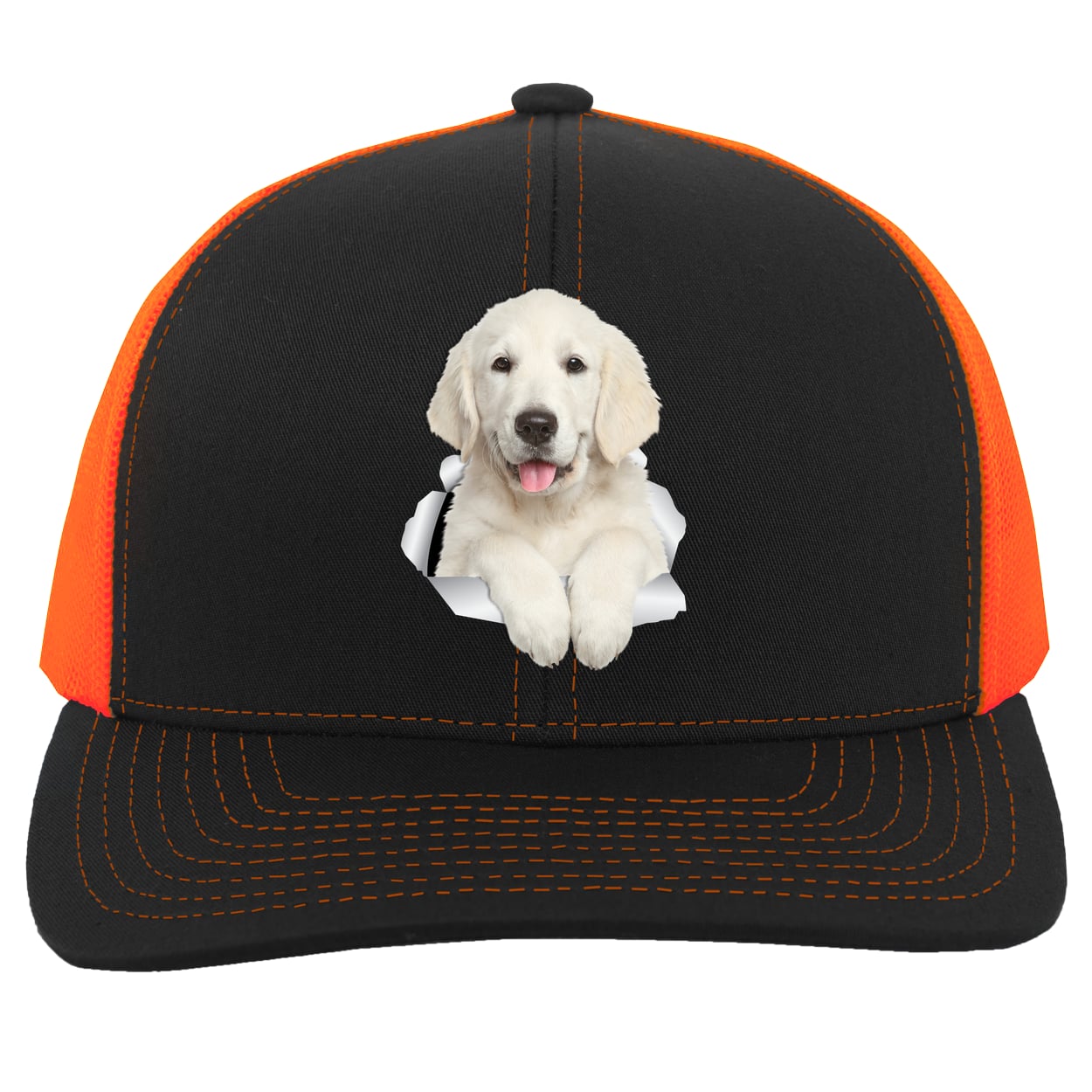 104C Trucker Snap Back - Black/Neon Orange