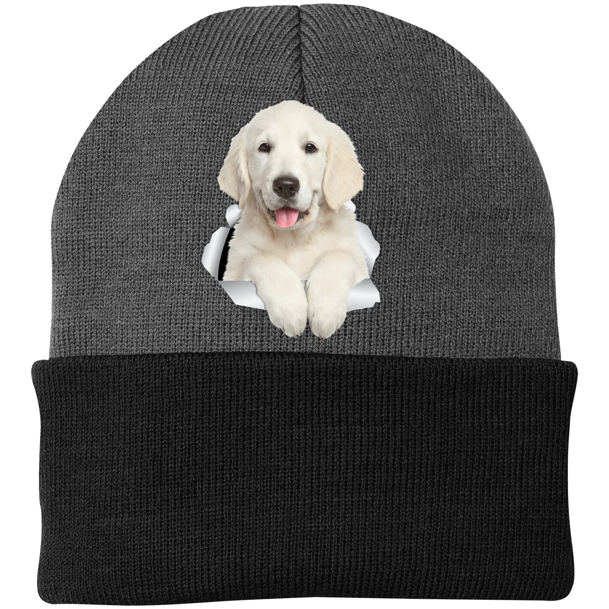CP90 Port & Company Knit Beanie - Athletic Oxford/Black