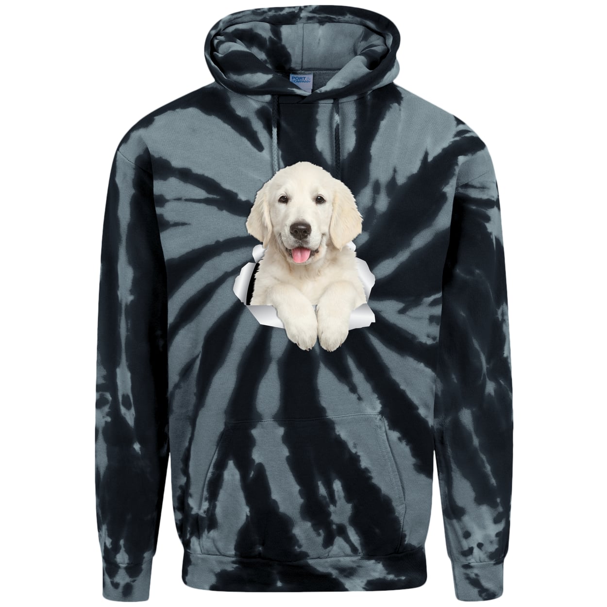 PC146 Port & Company Adult Tie-Dye Pullover Hoodie - Black