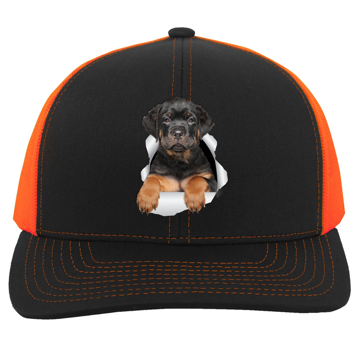 104C Trucker Snap Back - Black/Neon Orange
