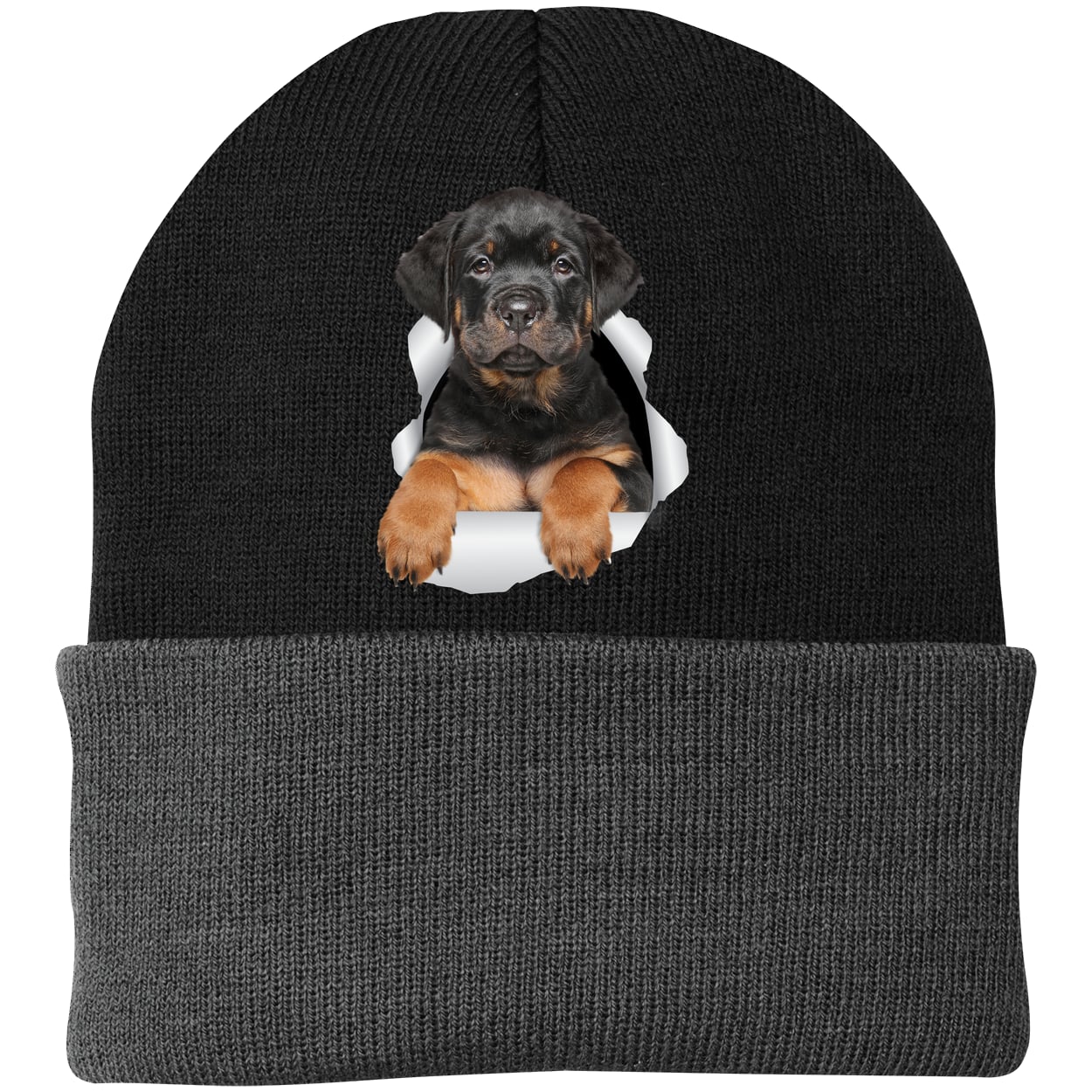 CP90 Port & Company Knit Beanie - Black/Gray