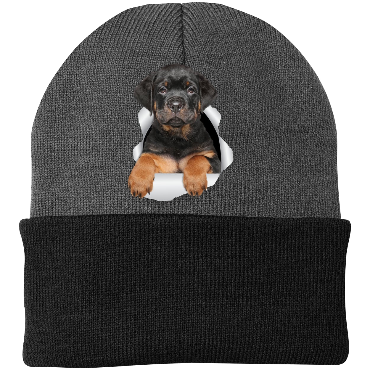 CP90 Port & Company Knit Beanie - Athletic Oxford/Black