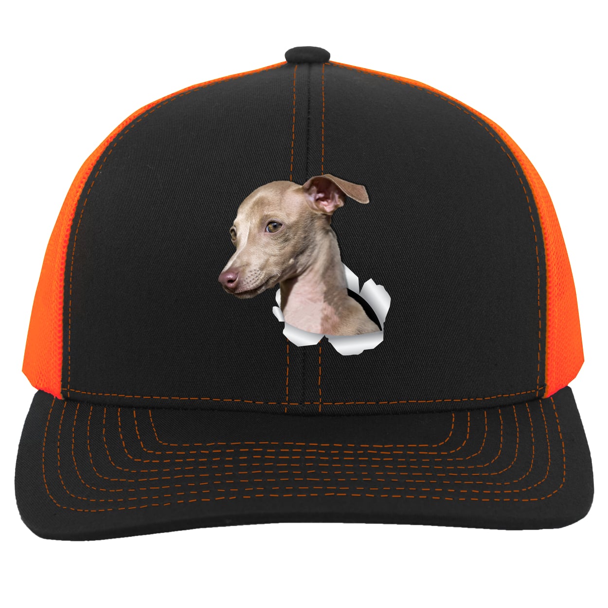 104C Trucker Snap Back - Black/Neon Orange