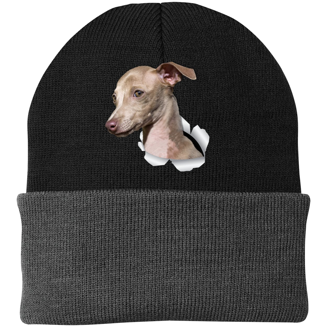 CP90 Port & Company Knit Beanie - Black/Gray