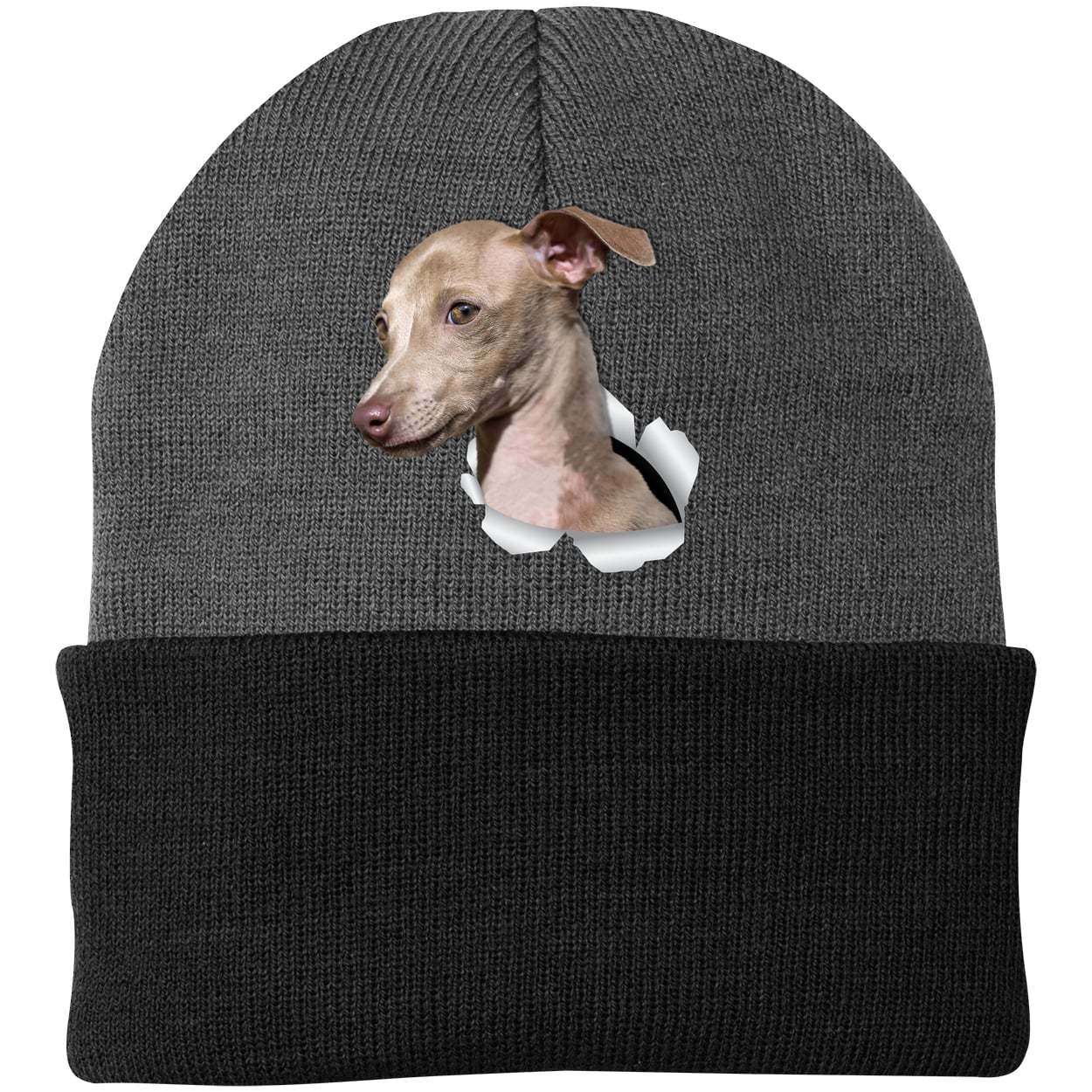 CP90 Port & Company Knit Beanie - Athletic Oxford/Black