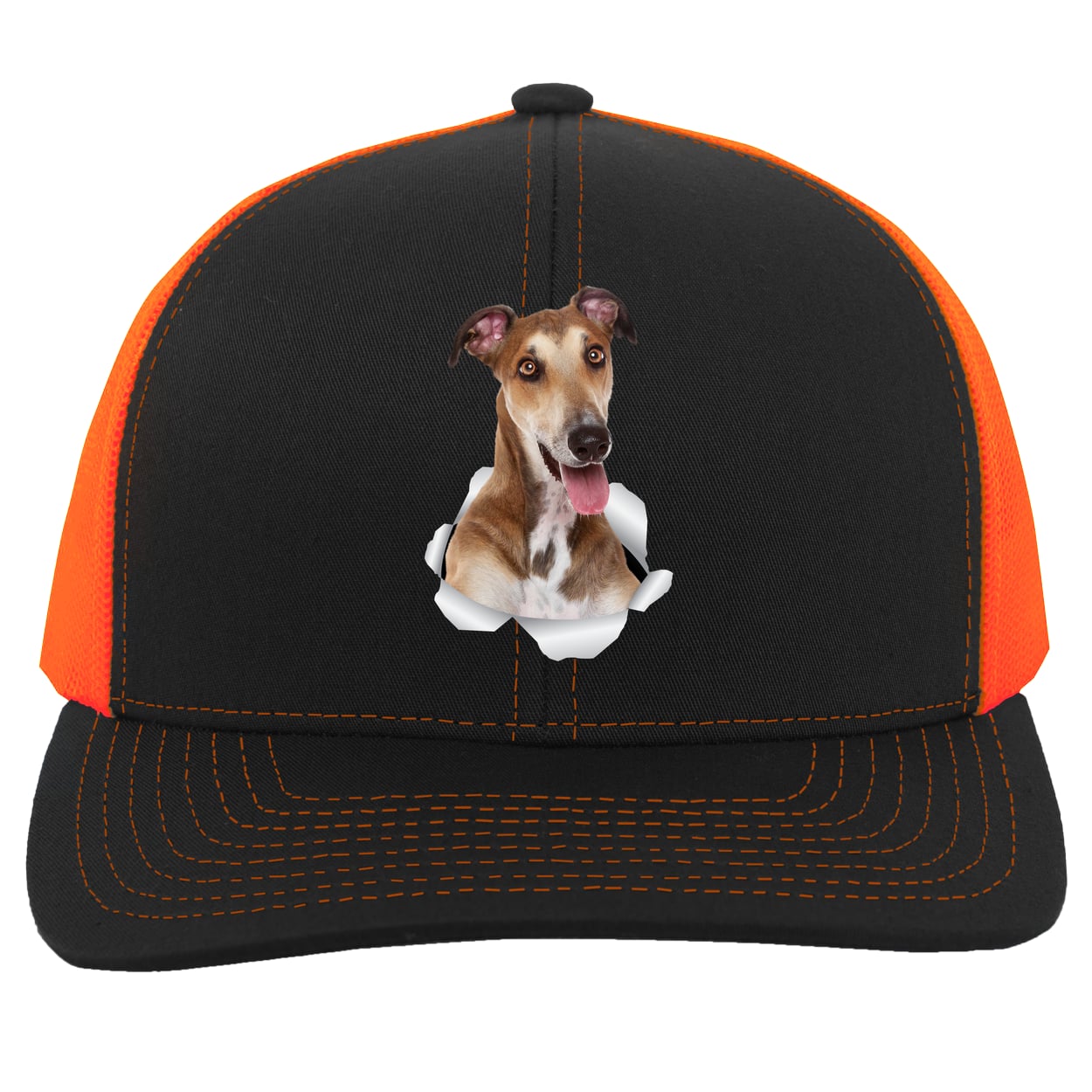 104C Trucker Snap Back - Black/Neon Orange