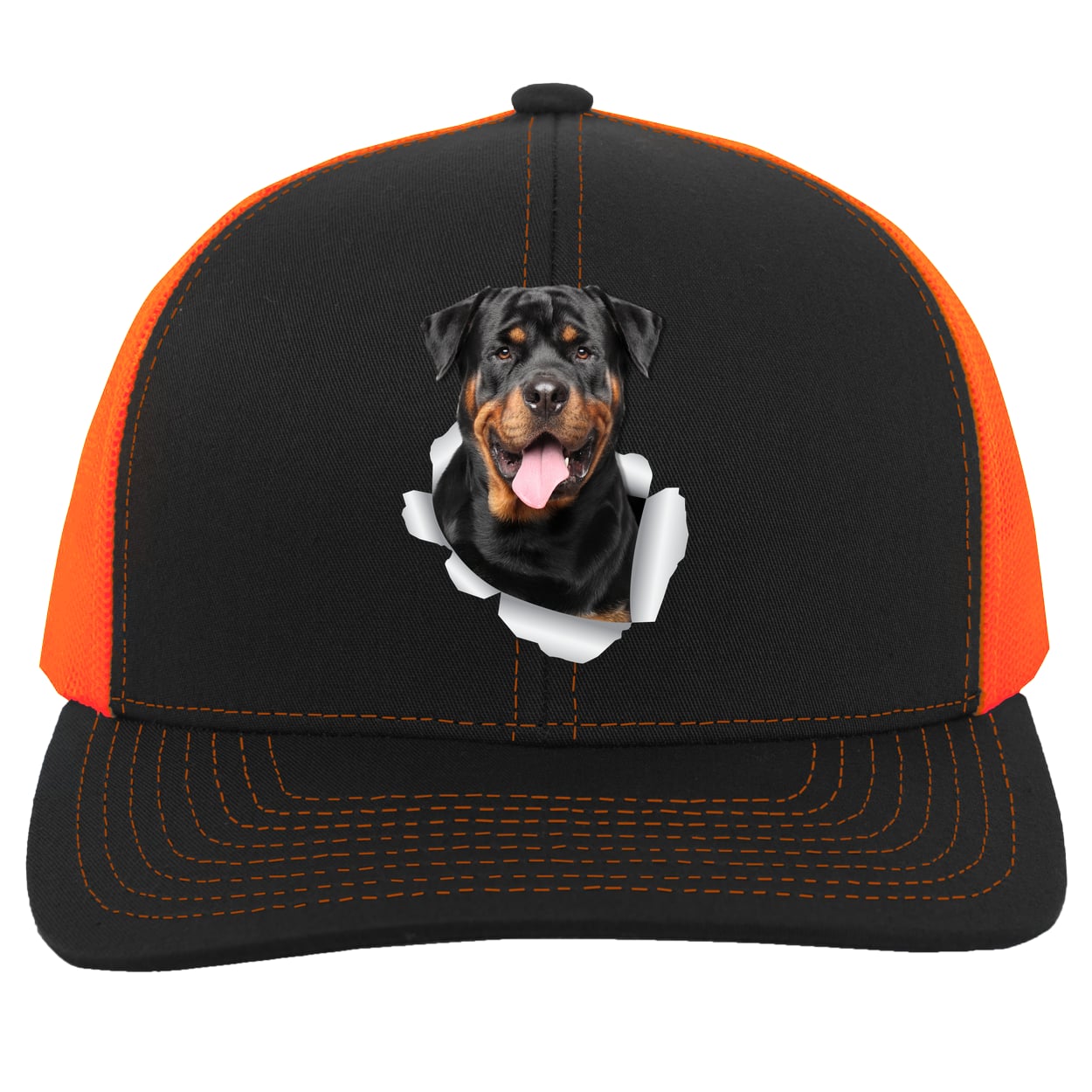 104C Trucker Snap Back - Black/Neon Orange