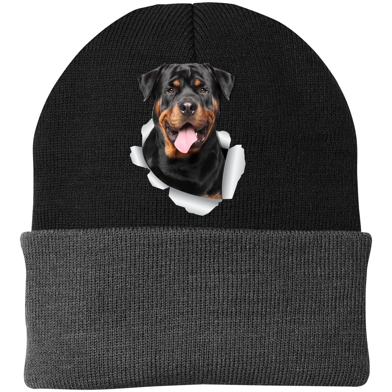CP90 Port & Company Knit Beanie - Black/Gray