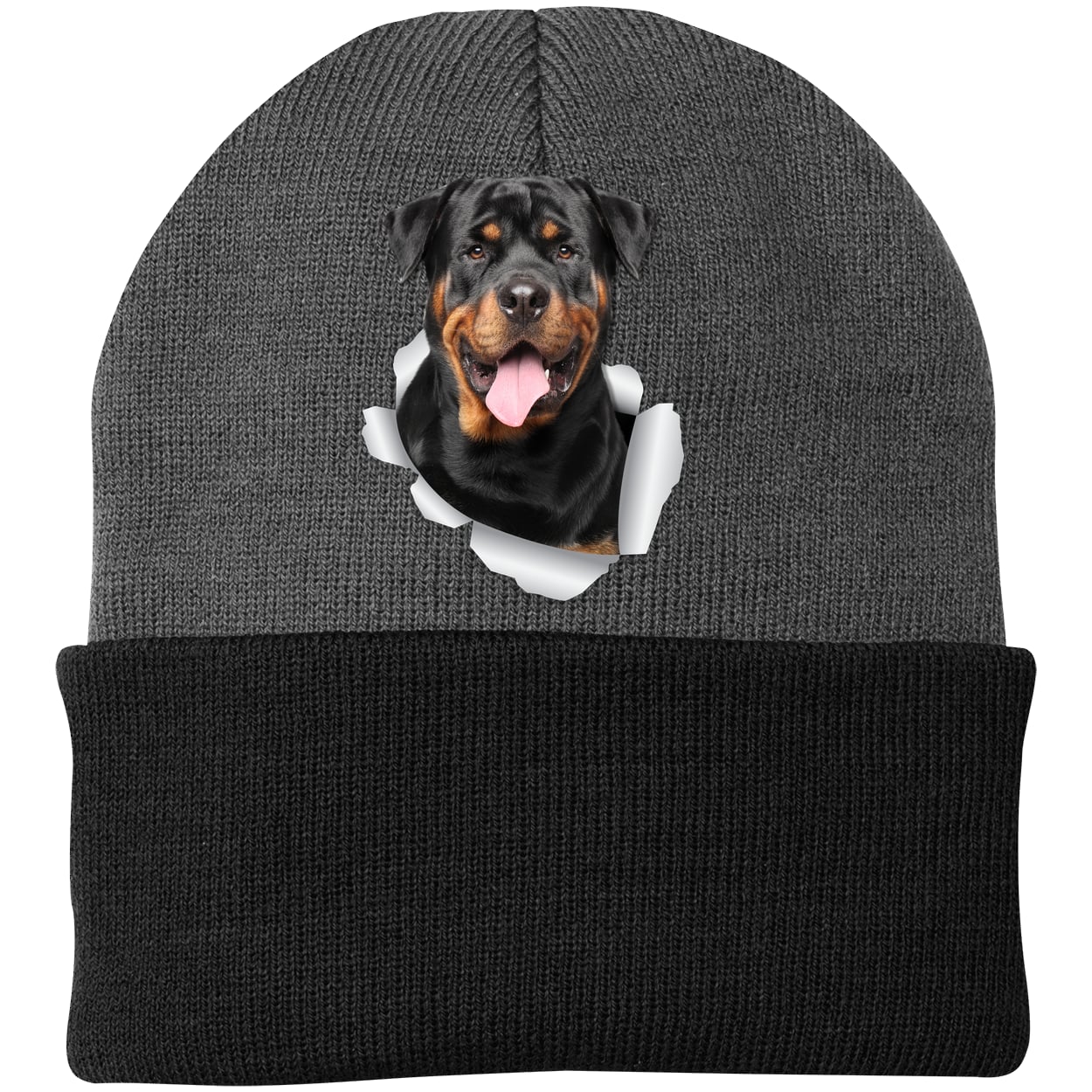 CP90 Port & Company Knit Beanie - Athletic Oxford/Black
