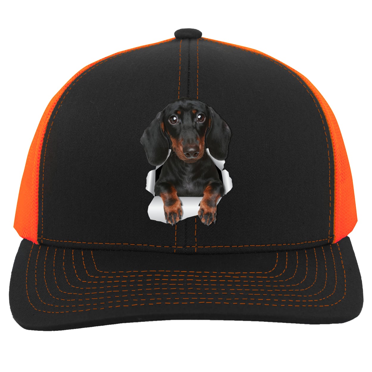 104C Trucker Snap Back - Black/Neon Orange