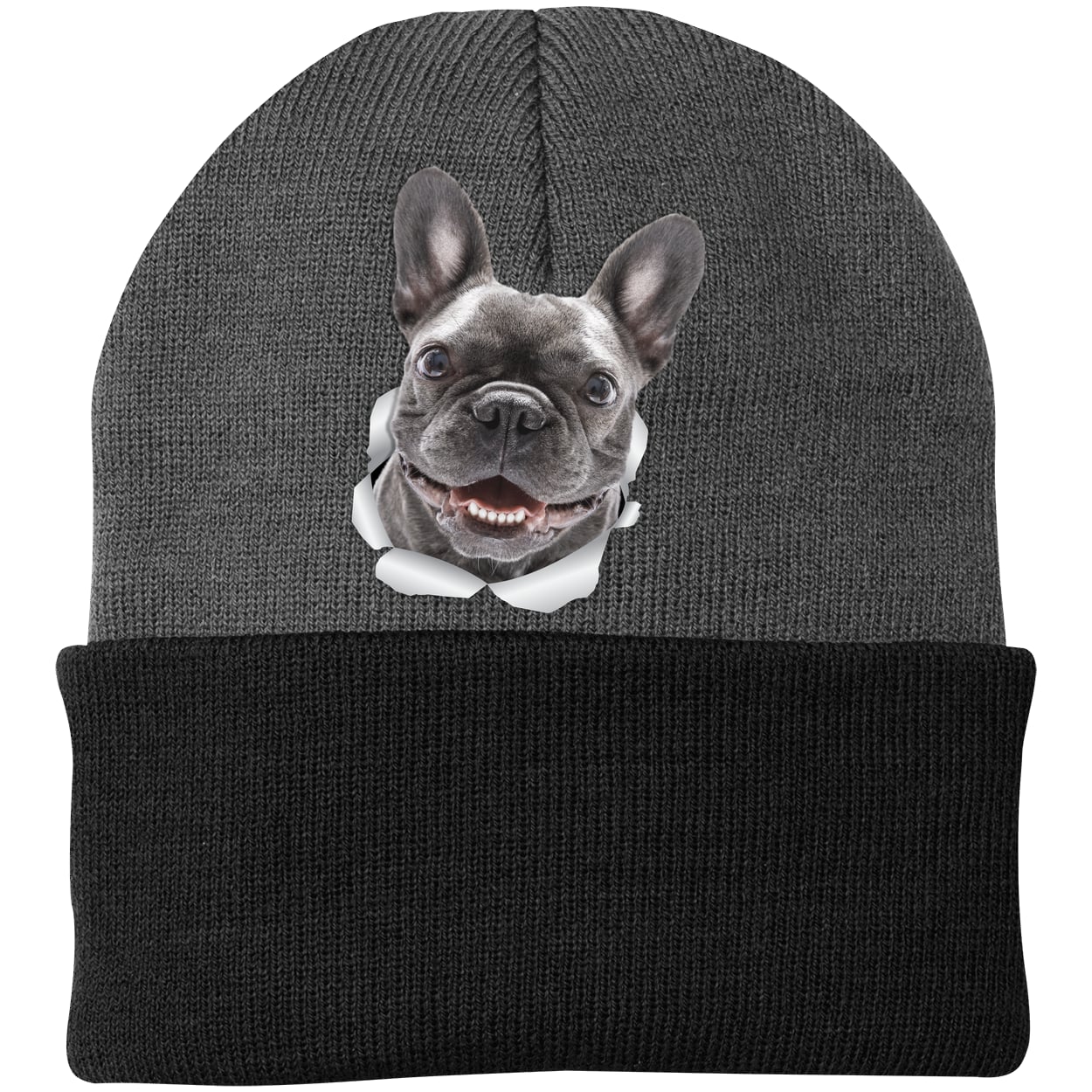CP90 Port & Company Knit Beanie - Athletic Oxford/Black