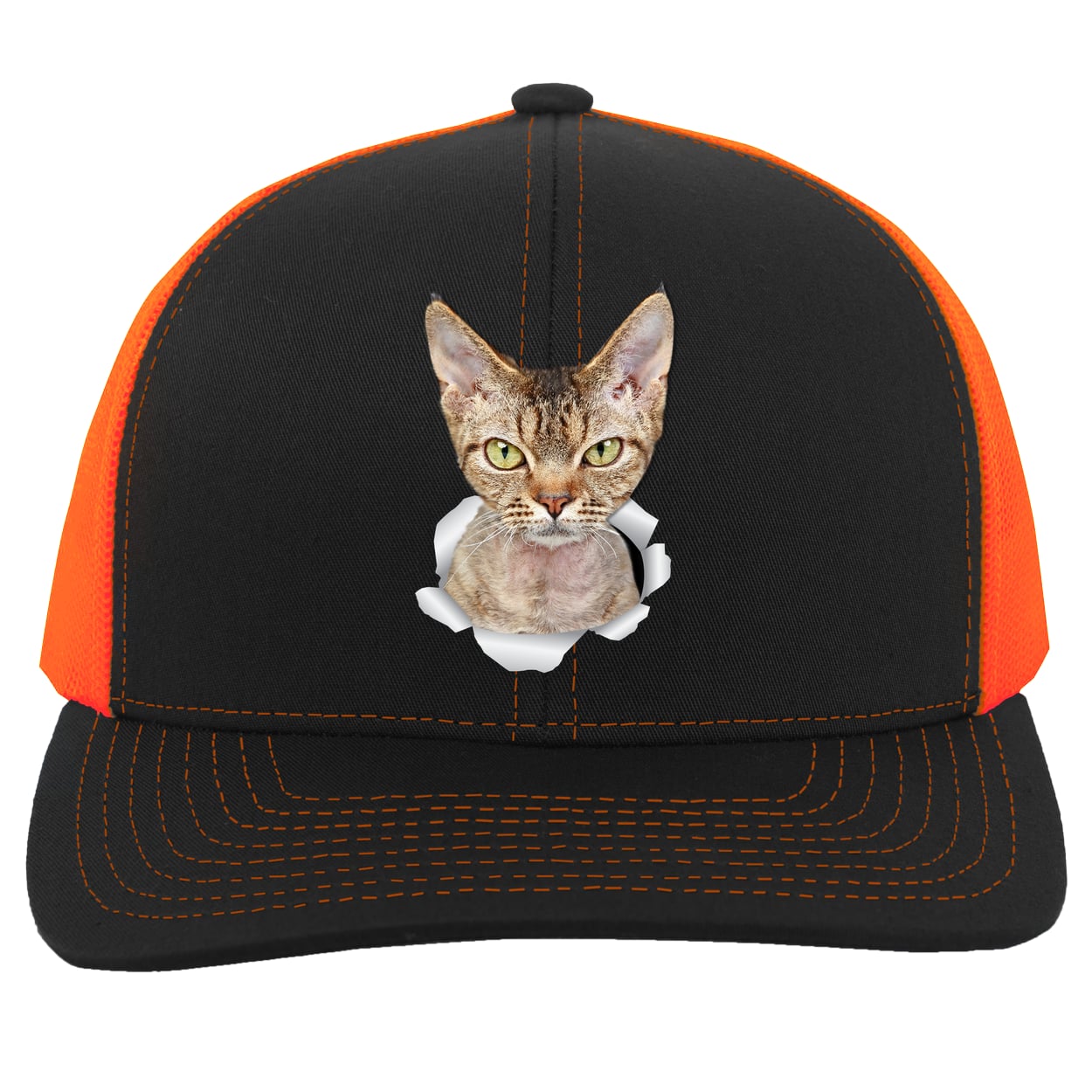 104C Trucker Snap Back - Black/Neon Orange