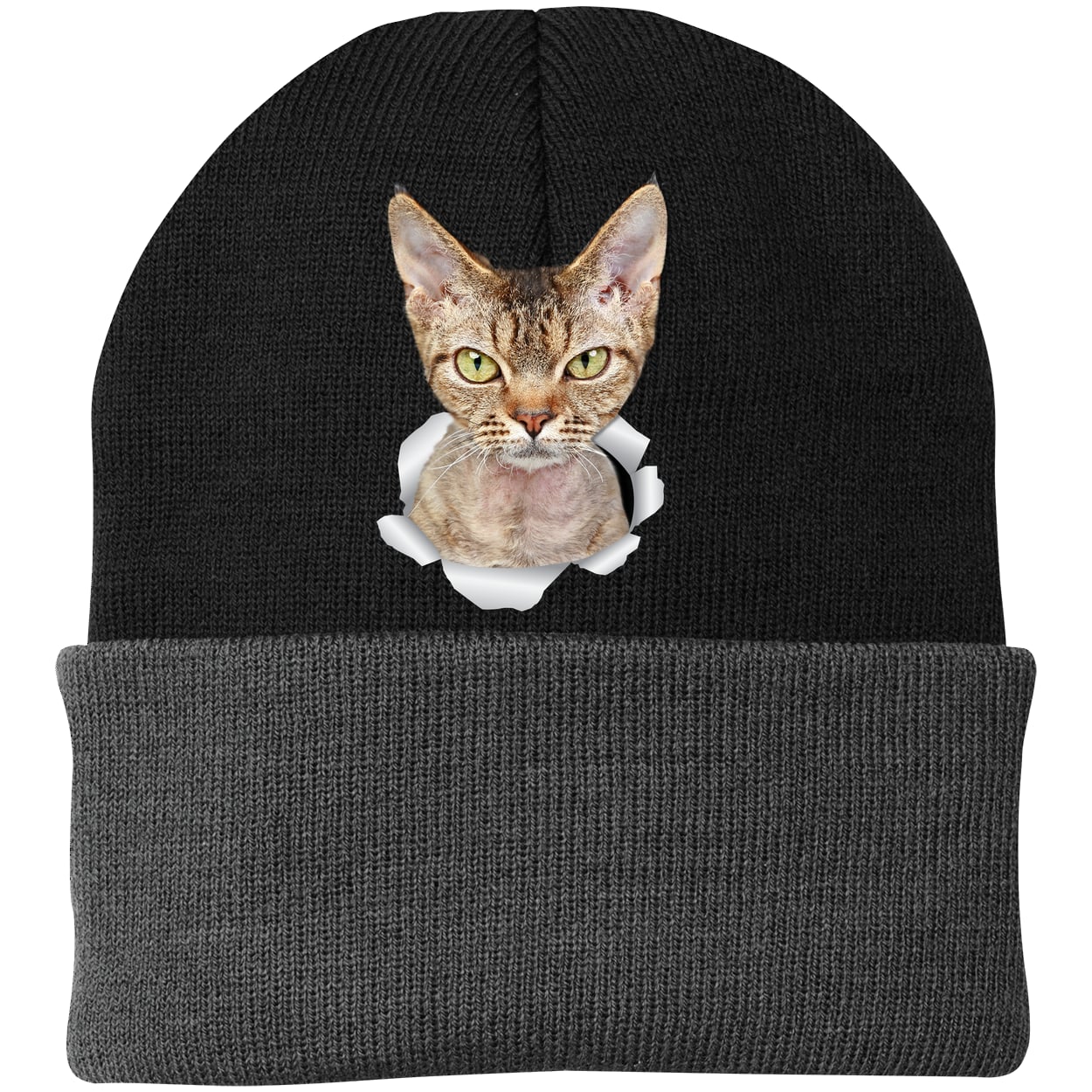 CP90 Port & Company Knit Beanie - Black/Gray