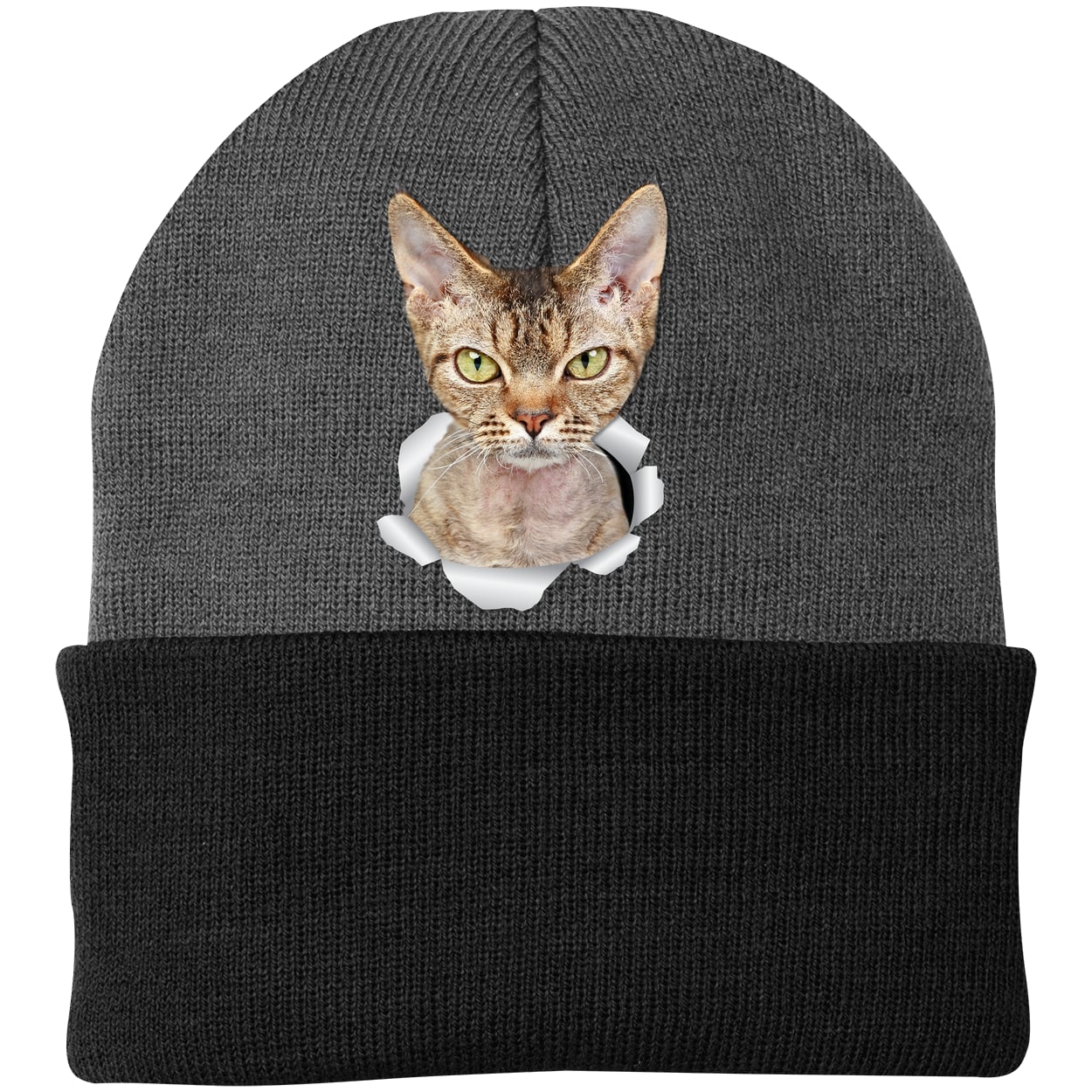CP90 Port & Company Knit Beanie - Athletic Oxford/Black