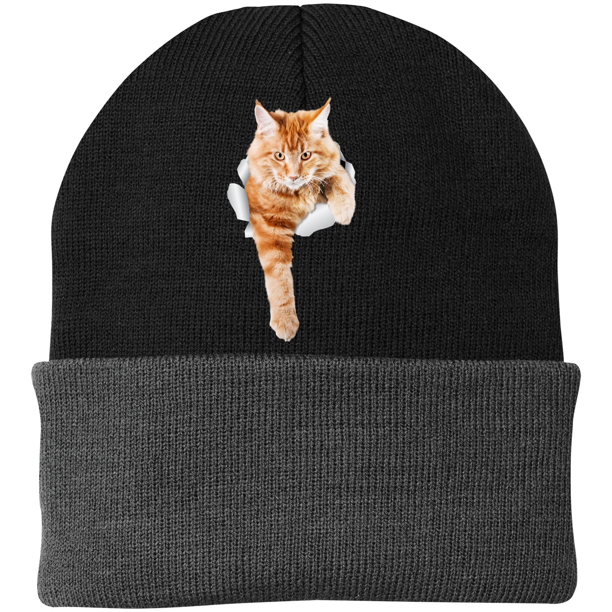 CP90 Port & Company Knit Beanie - Black/Gray