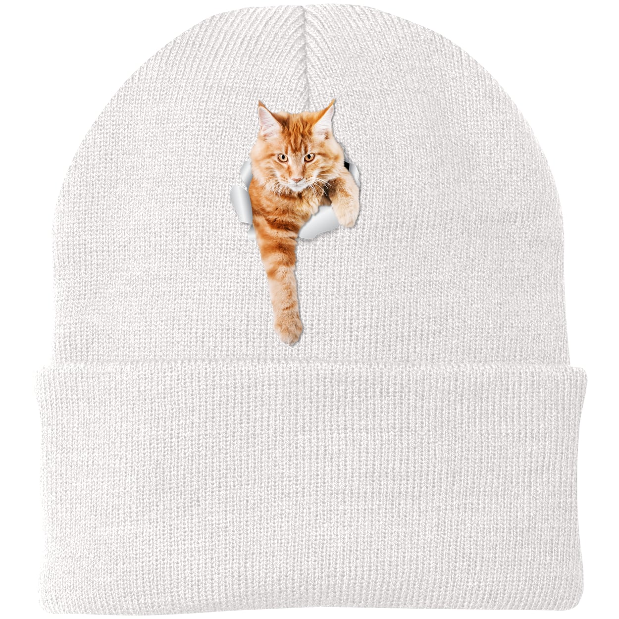 CP90 Port & Company Knit Beanie - White