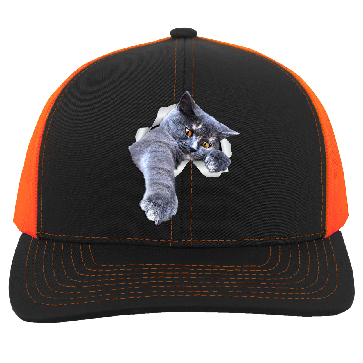 104C Trucker Snap Back - Black/Neon Orange