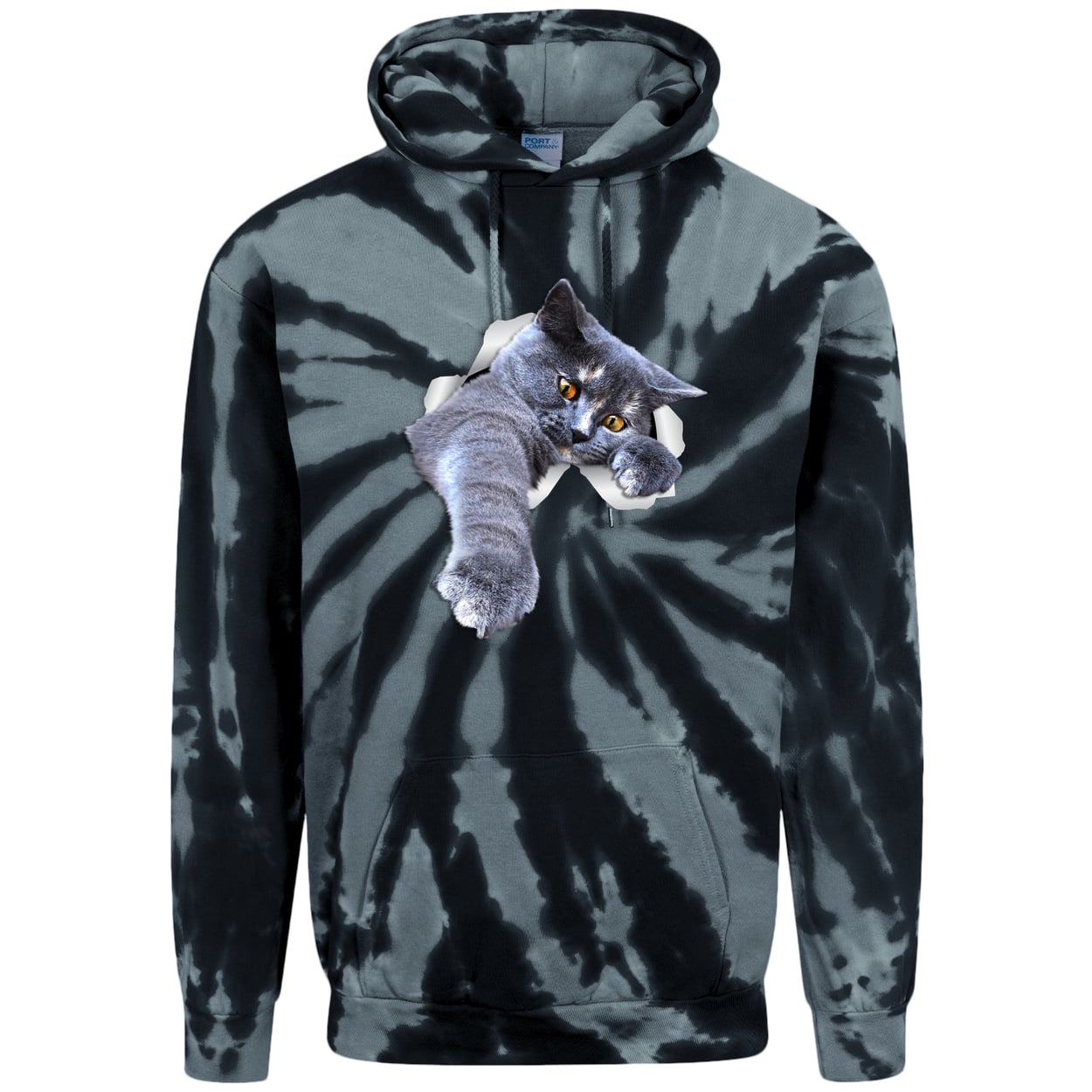 PC146 Port & Company Adult Tie-Dye Pullover Hoodie - Black