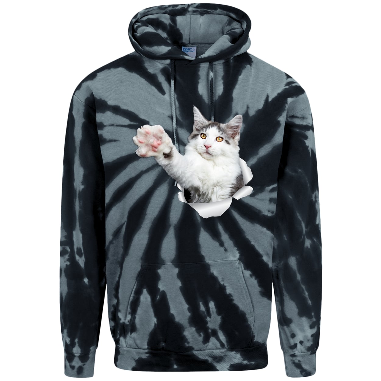 PC146 Port & Company Adult Tie-Dye Pullover Hoodie - Black