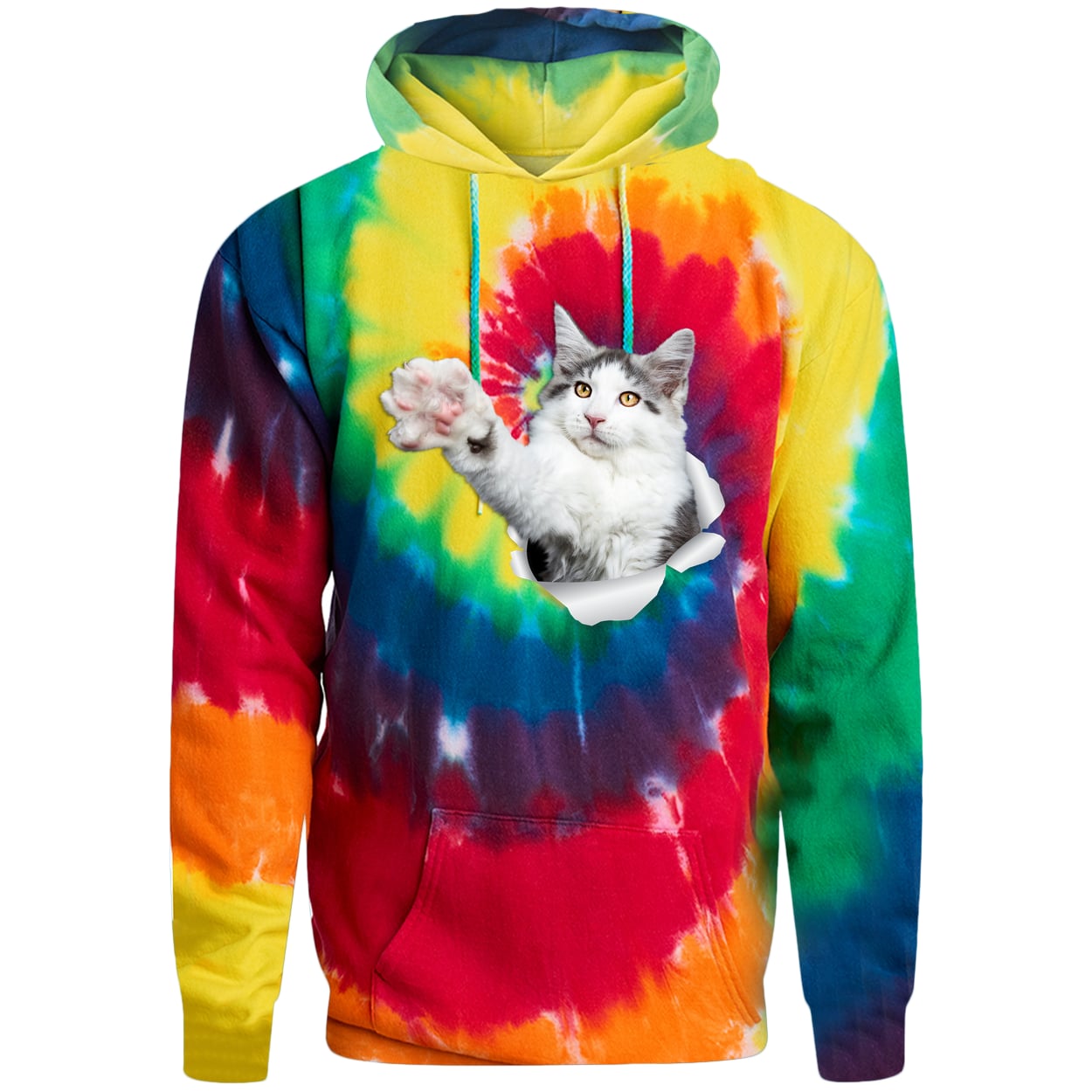 PC146 Port & Company Adult Tie-Dye Pullover Hoodie - Rainbow