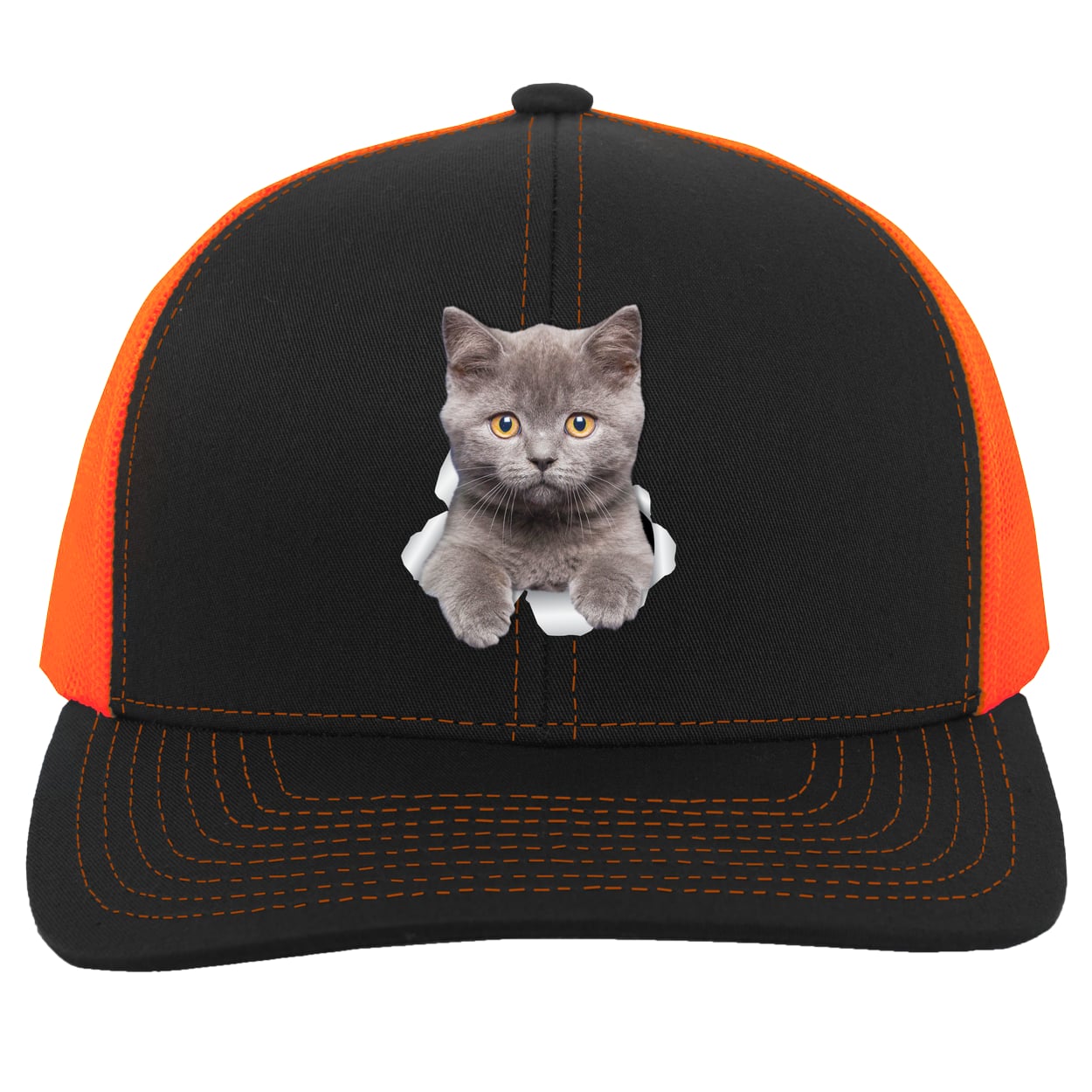 104C Trucker Snap Back - Black/Neon Orange