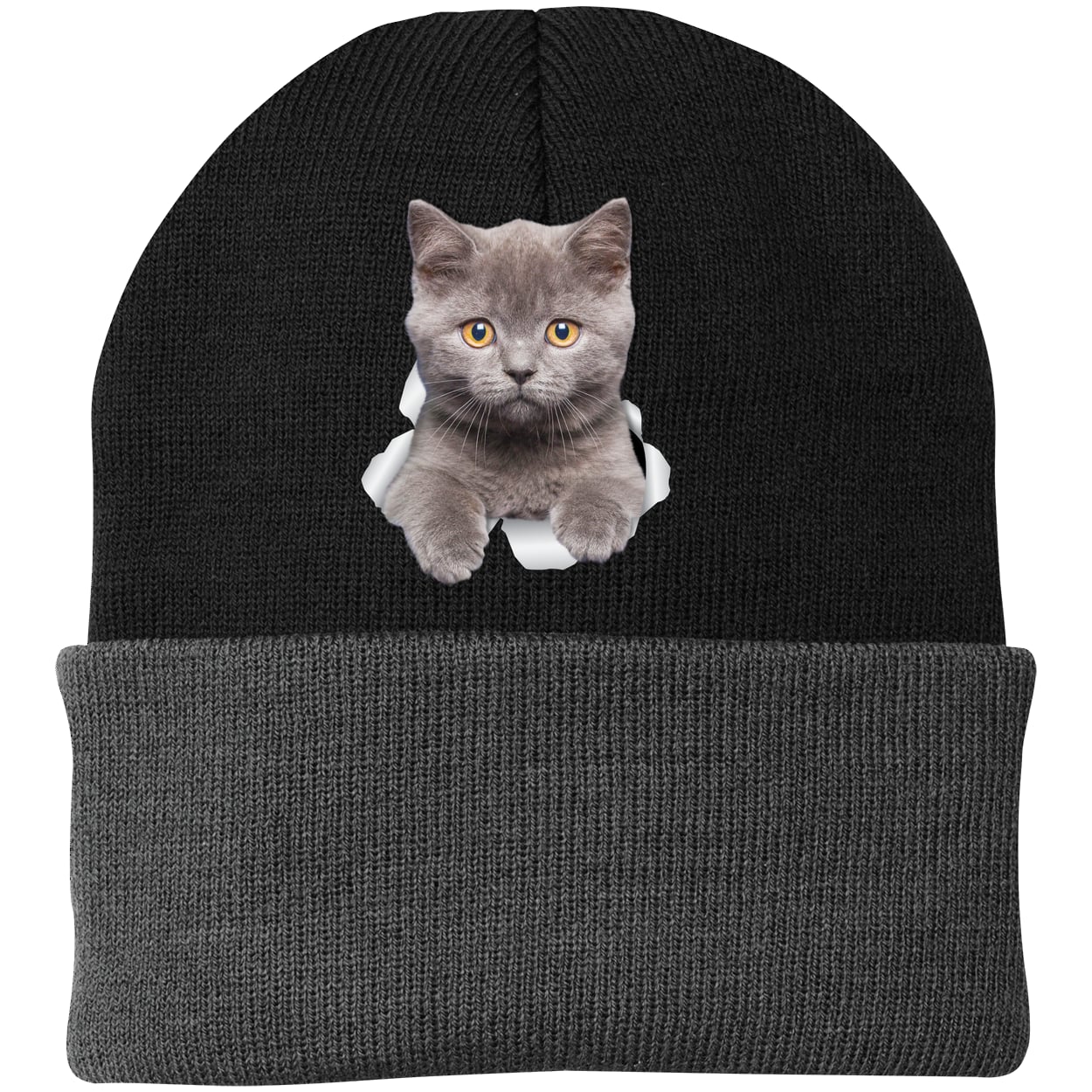 CP90 Port & Company Knit Beanie - Black/Gray