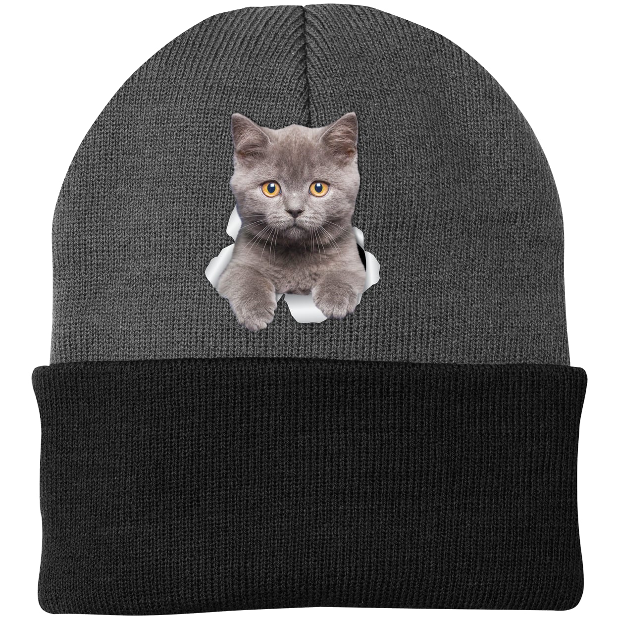 CP90 Port & Company Knit Beanie - Athletic Oxford/Black