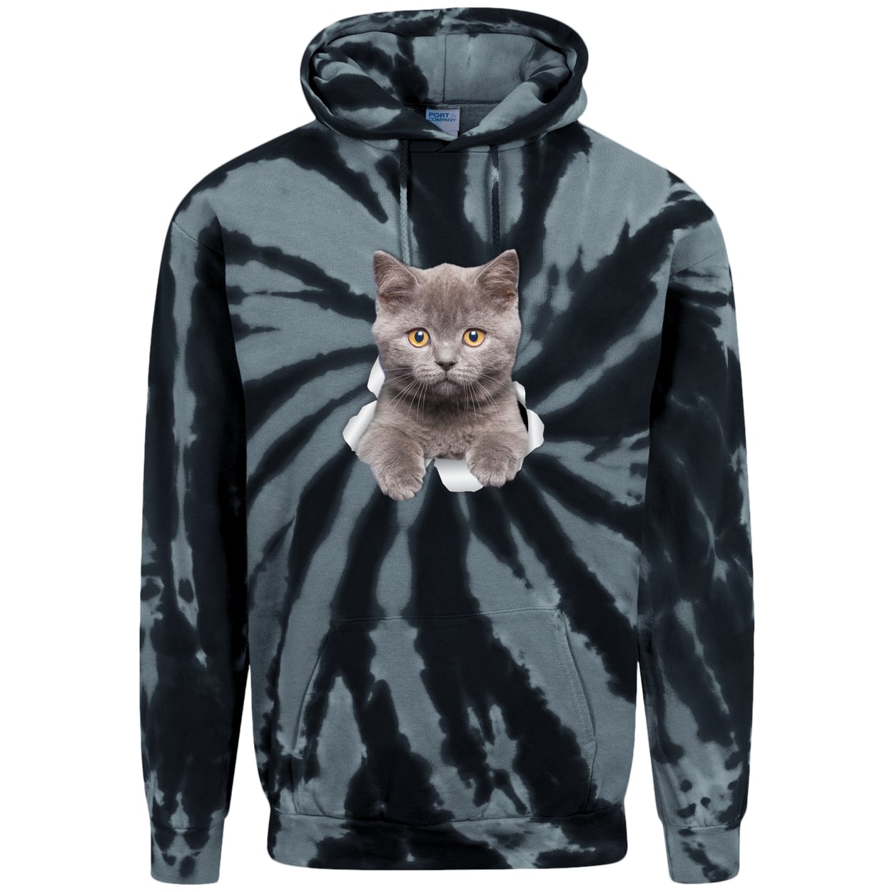 PC146 Port & Company Adult Tie-Dye Pullover Hoodie - Black