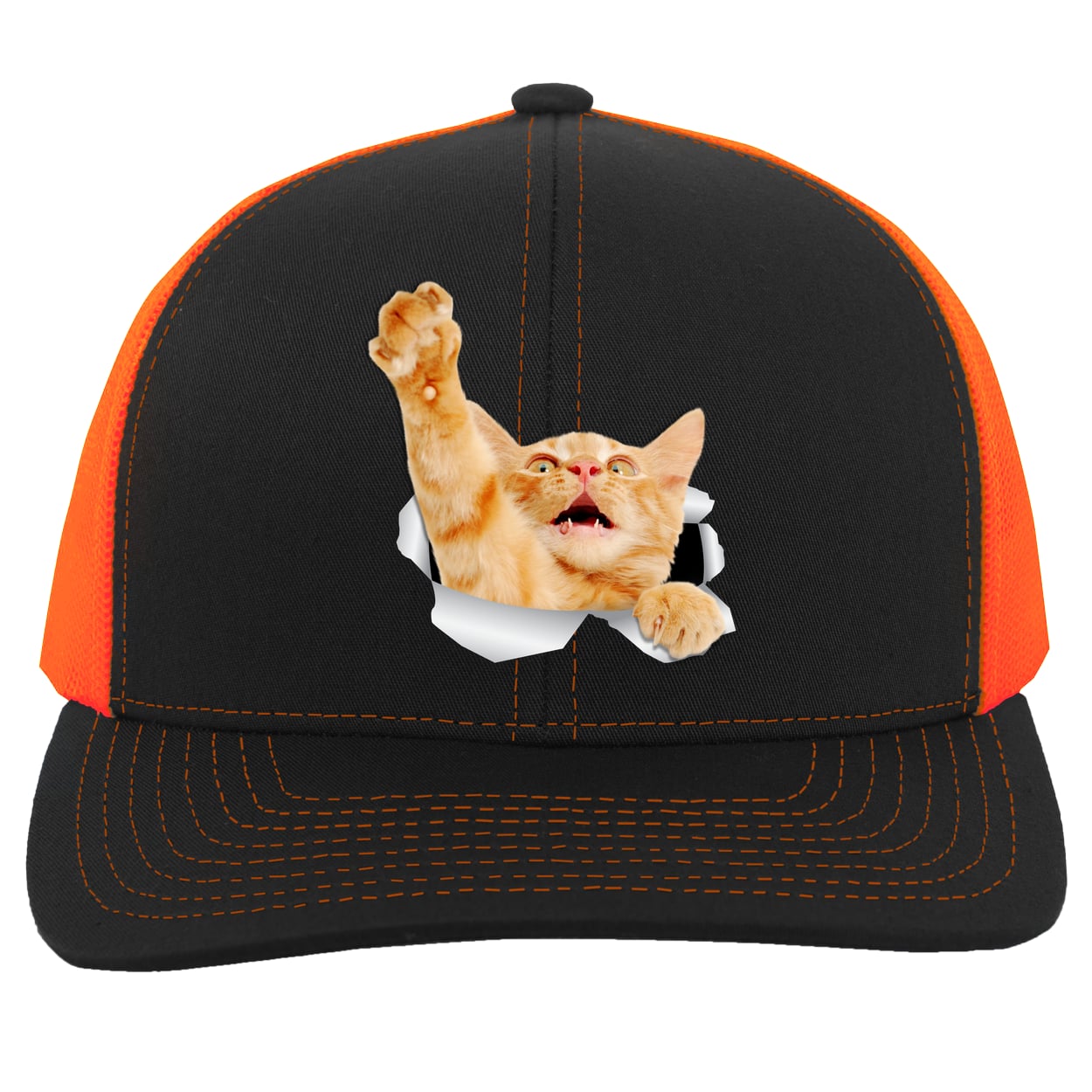 104C Trucker Snap Back - Black/Neon Orange
