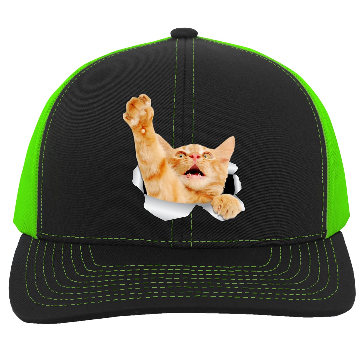 104C Trucker Snap Back - Black/Neon Green