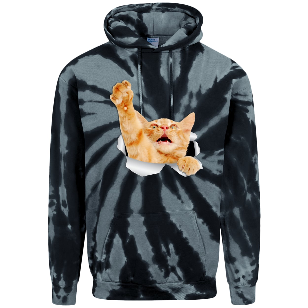 PC146 Port & Company Adult Tie-Dye Pullover Hoodie - Black