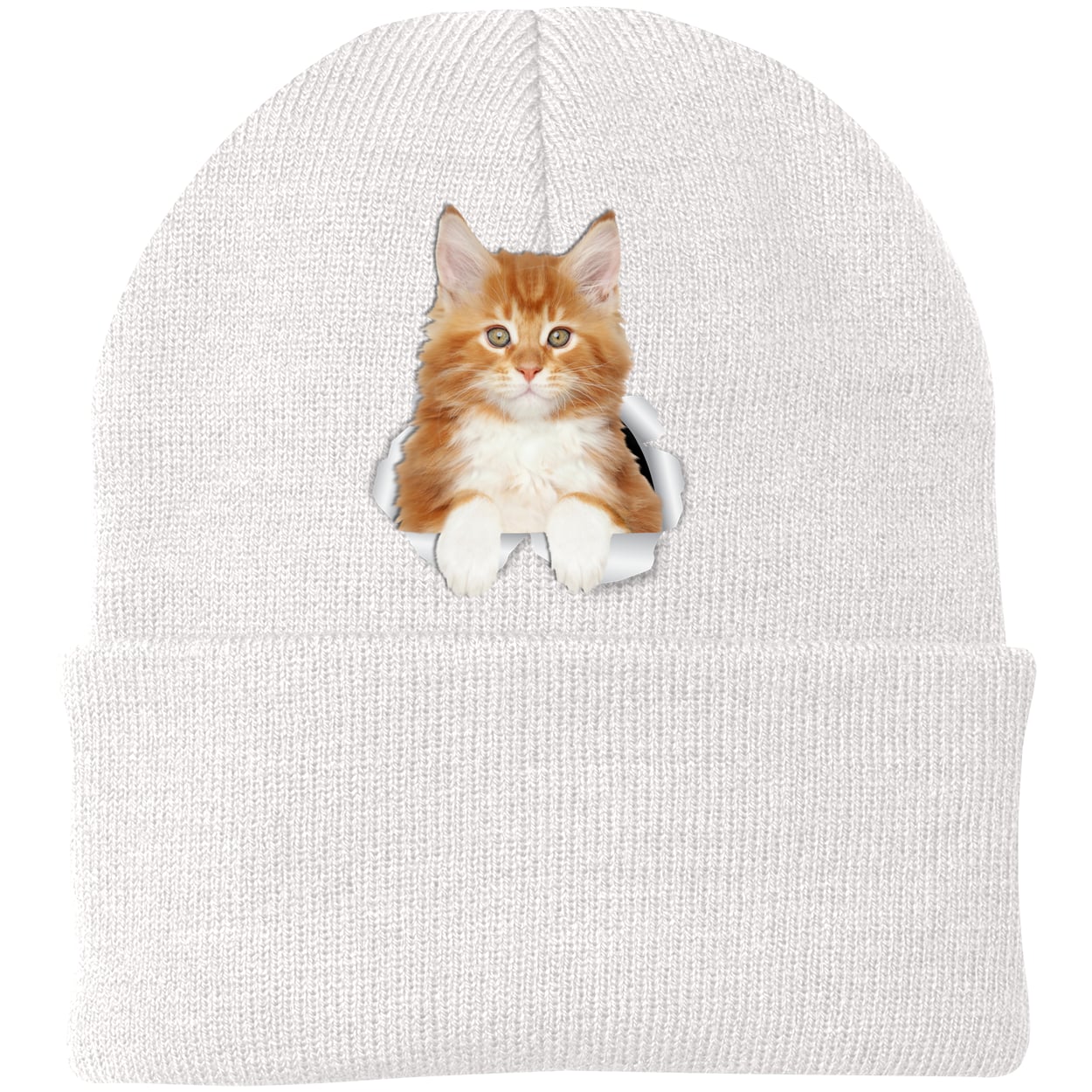 CP90 Port & Company Knit Beanie - White