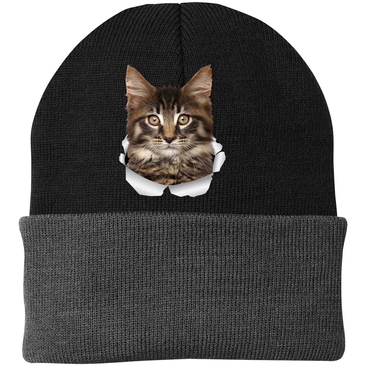 CP90 Port & Company Knit Beanie - Black/Gray
