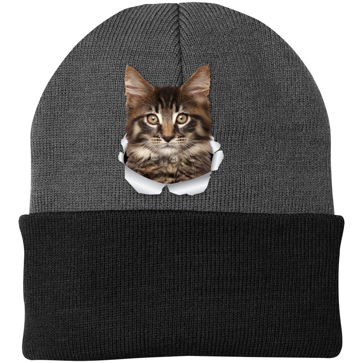 CP90 Port & Company Knit Beanie - Athletic Oxford/Black