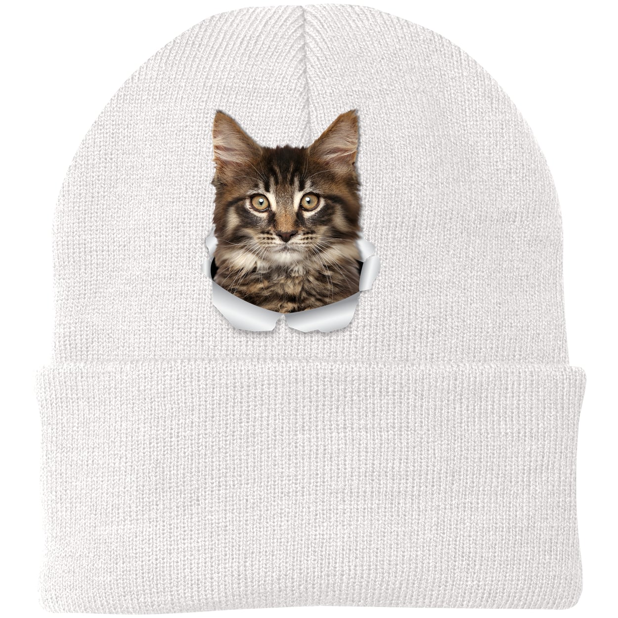 CP90 Port & Company Knit Beanie - White