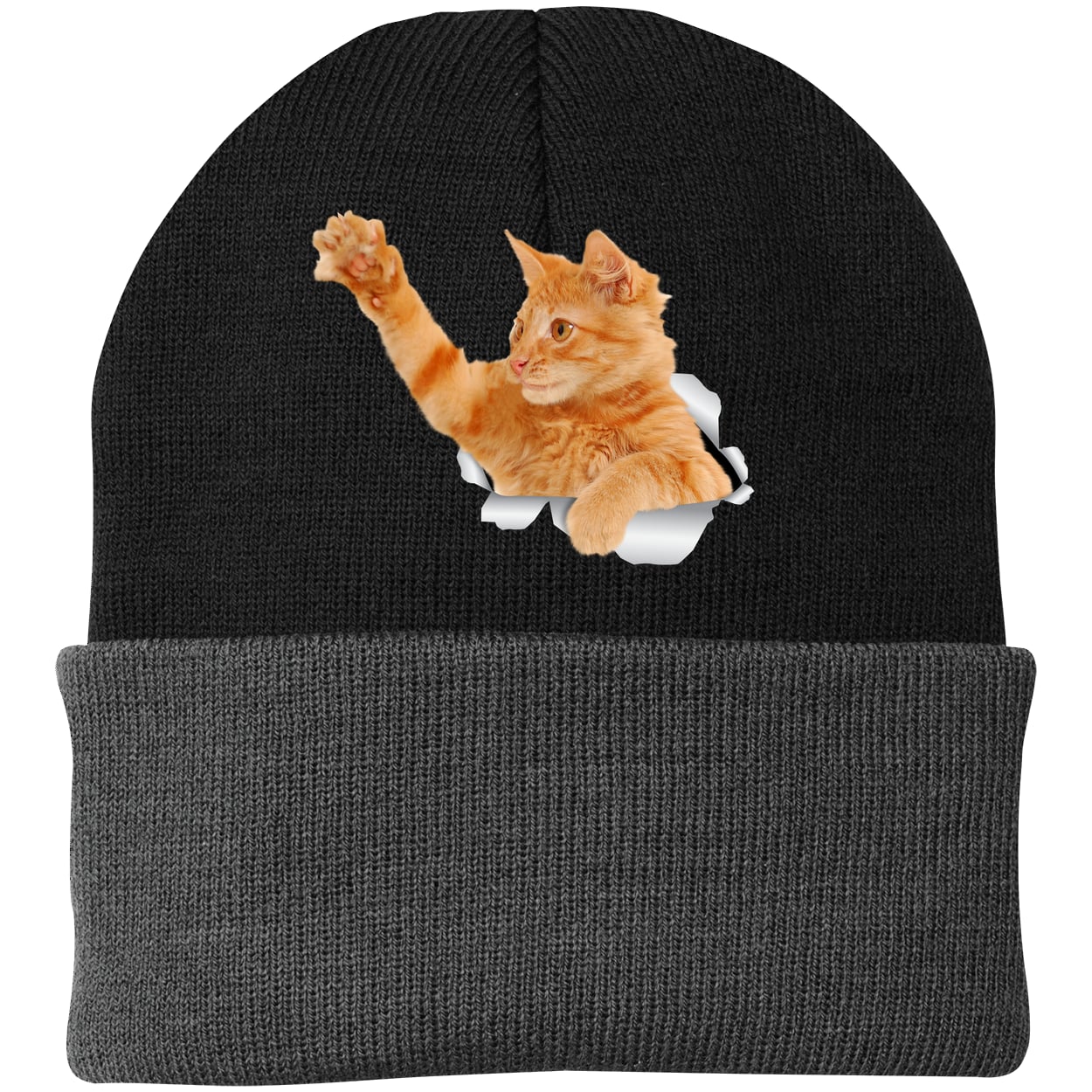 CP90 Port & Company Knit Beanie - Black/Gray