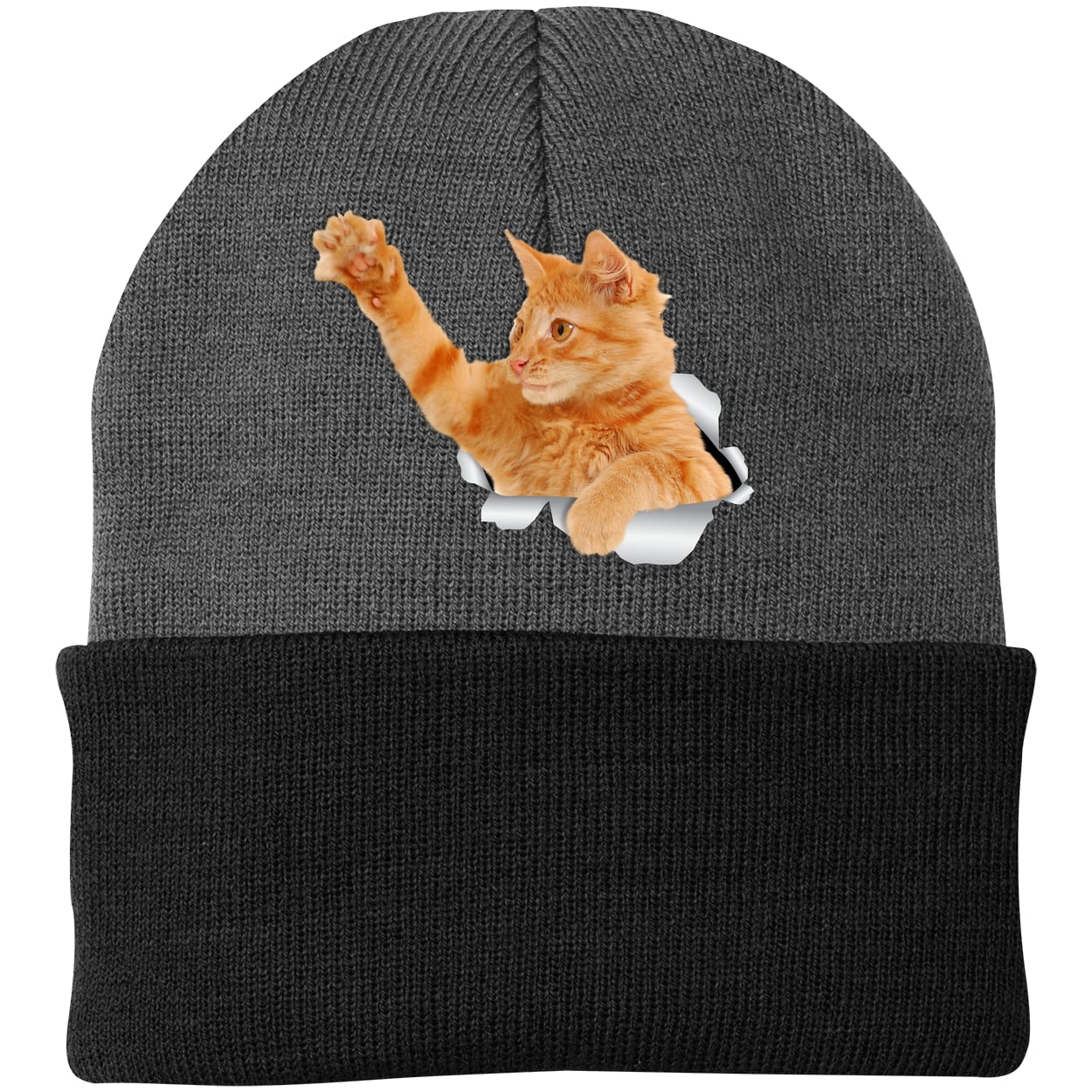 CP90 Port & Company Knit Beanie - Athletic Oxford/Black