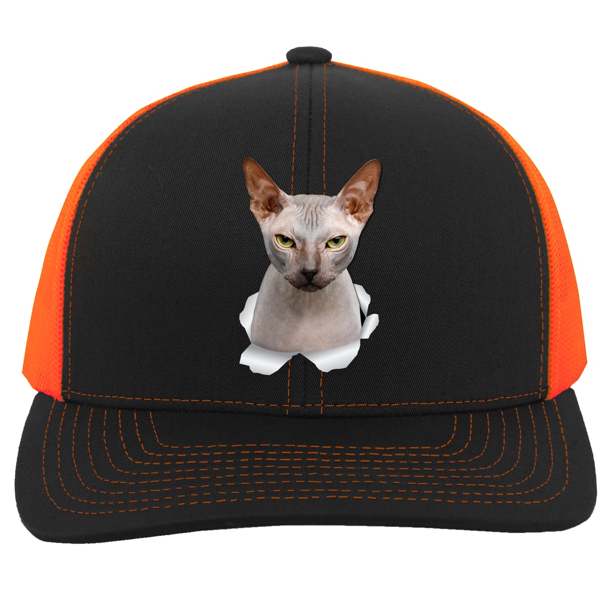 104C Trucker Snap Back - Black/Neon Orange