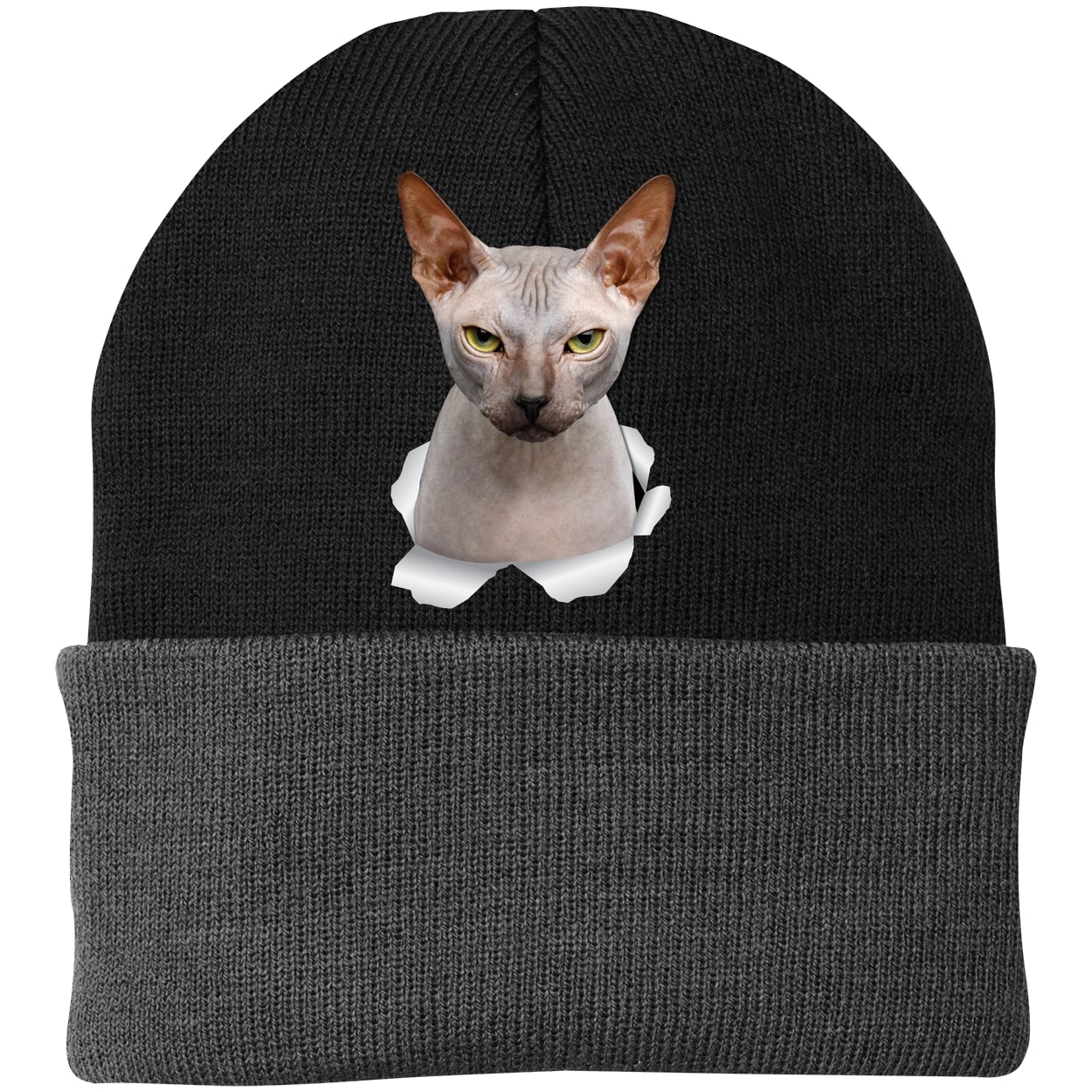 CP90 Port & Company Knit Beanie - Black/Gray